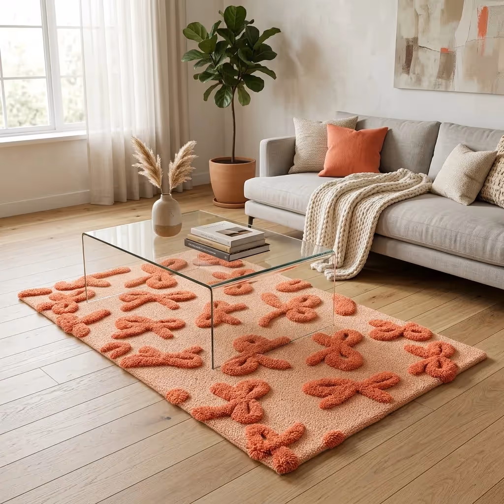 Rosette Ribbons Hand-Tufted 3D Rug image 6
