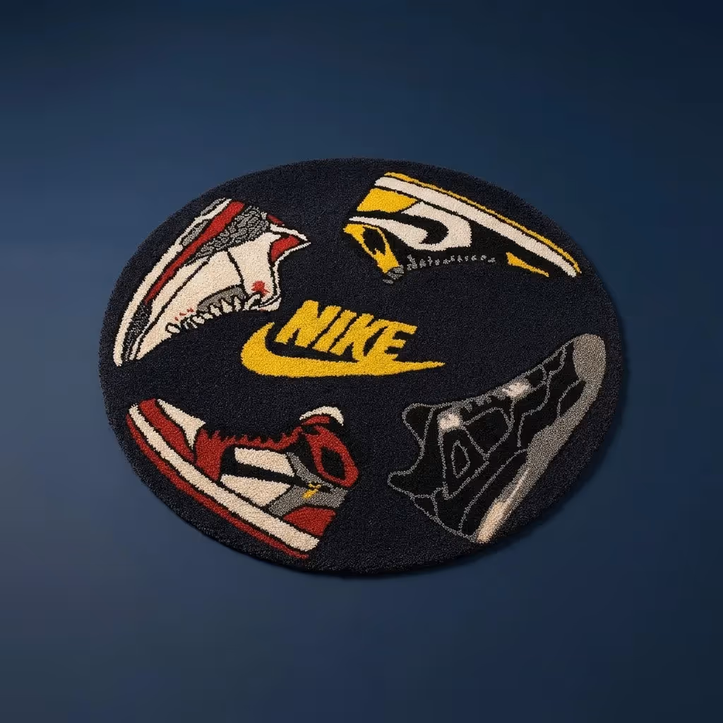 Sneaker Collage Round Tufted Rug image 1