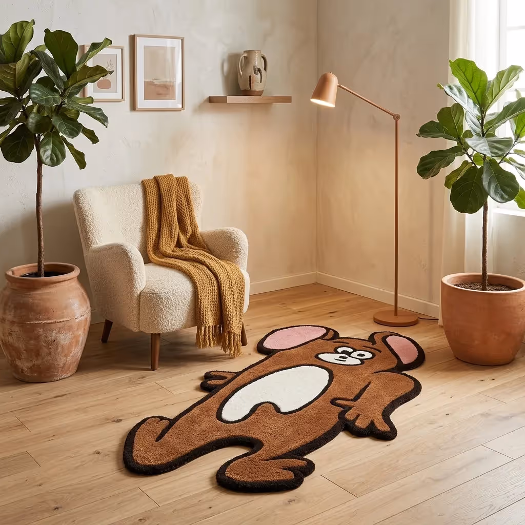 Stretched Jerry Cartoon Rug image 1