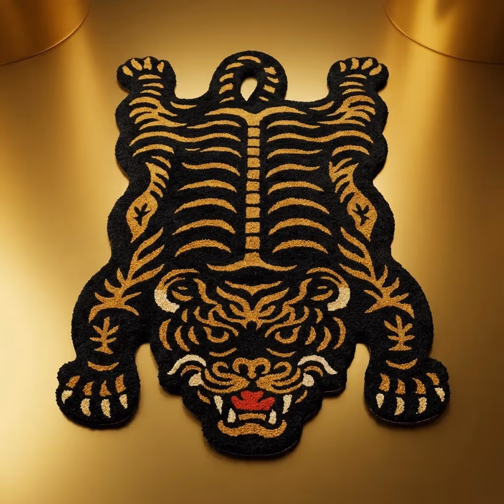 Wild Tiger Dark Goldenrod Striking Rug image 1
