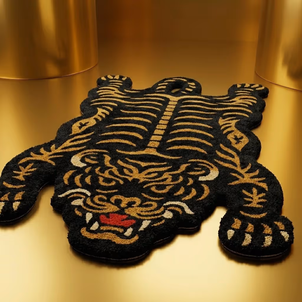 Wild Tiger Dark Goldenrod Striking Rug image 2