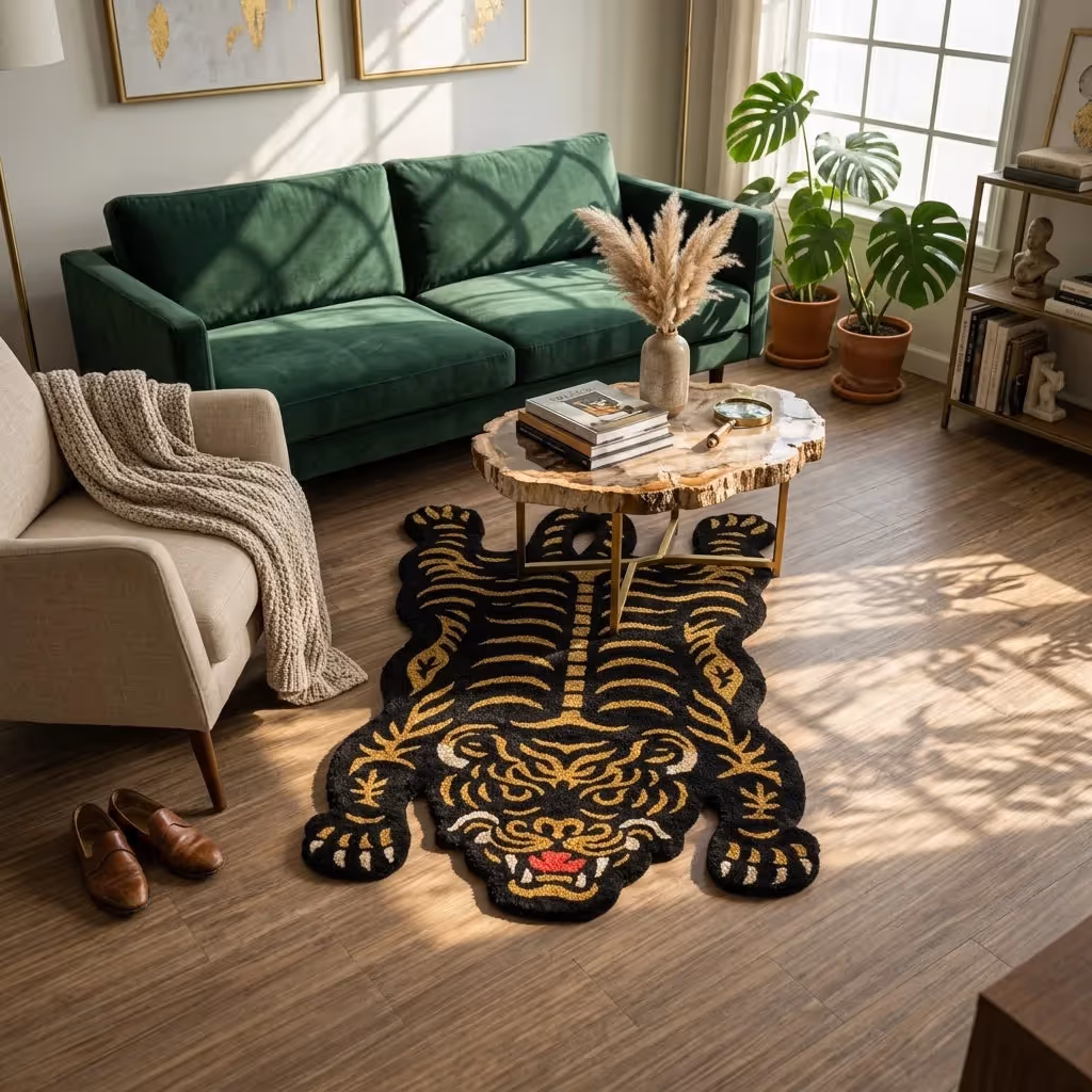 Wild Tiger Dark Goldenrod Striking Rug image 3