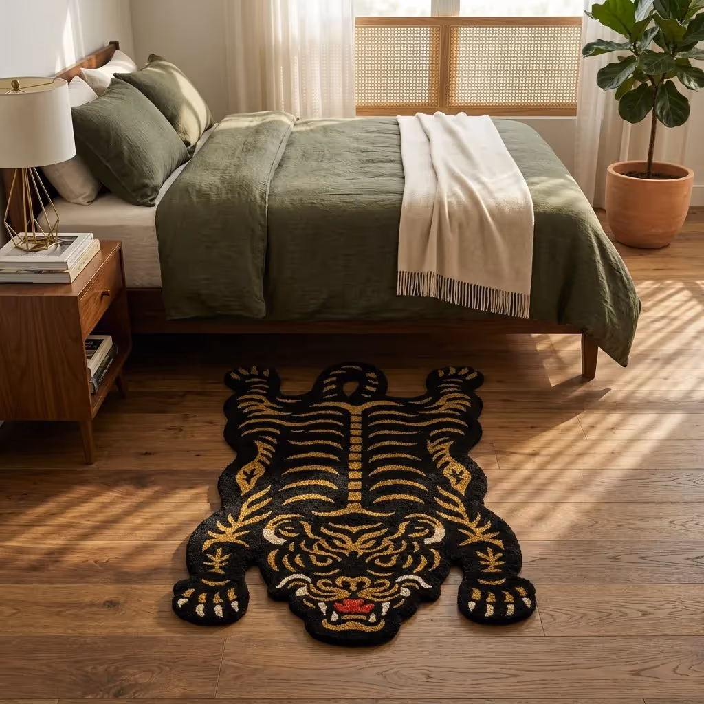 Wild Tiger Dark Goldenrod Striking Rug image 4