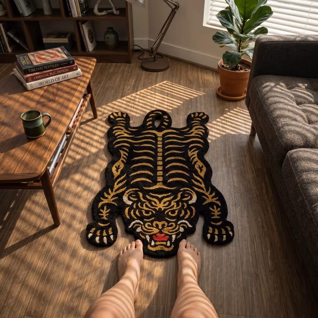 Wild Tiger Dark Goldenrod Striking Rug image 5