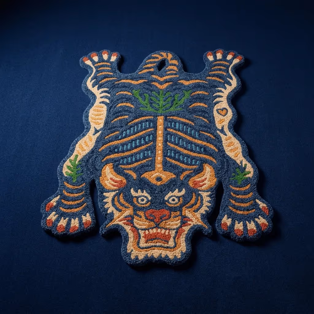 Wild Tiger Midnight Blue Striking Rug image 1