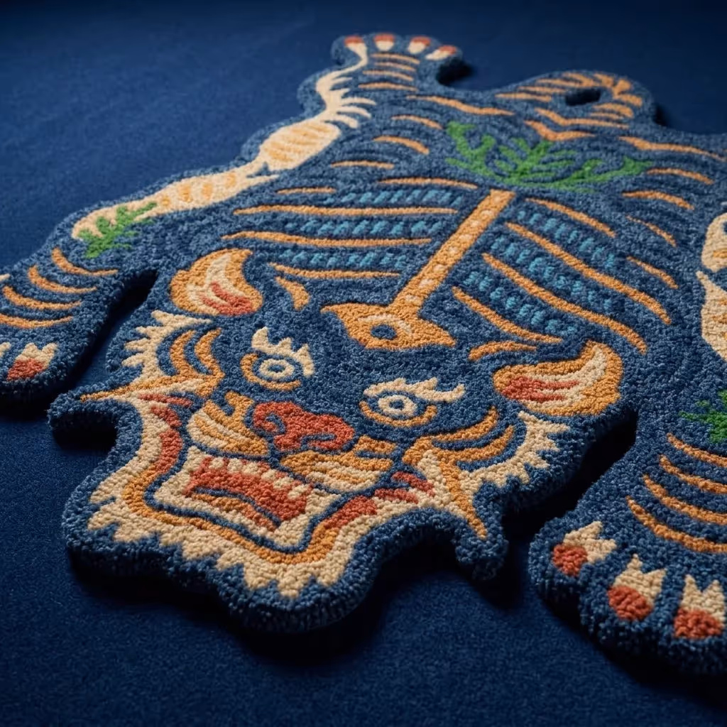 Wild Tiger Midnight Blue Striking Rug image 2