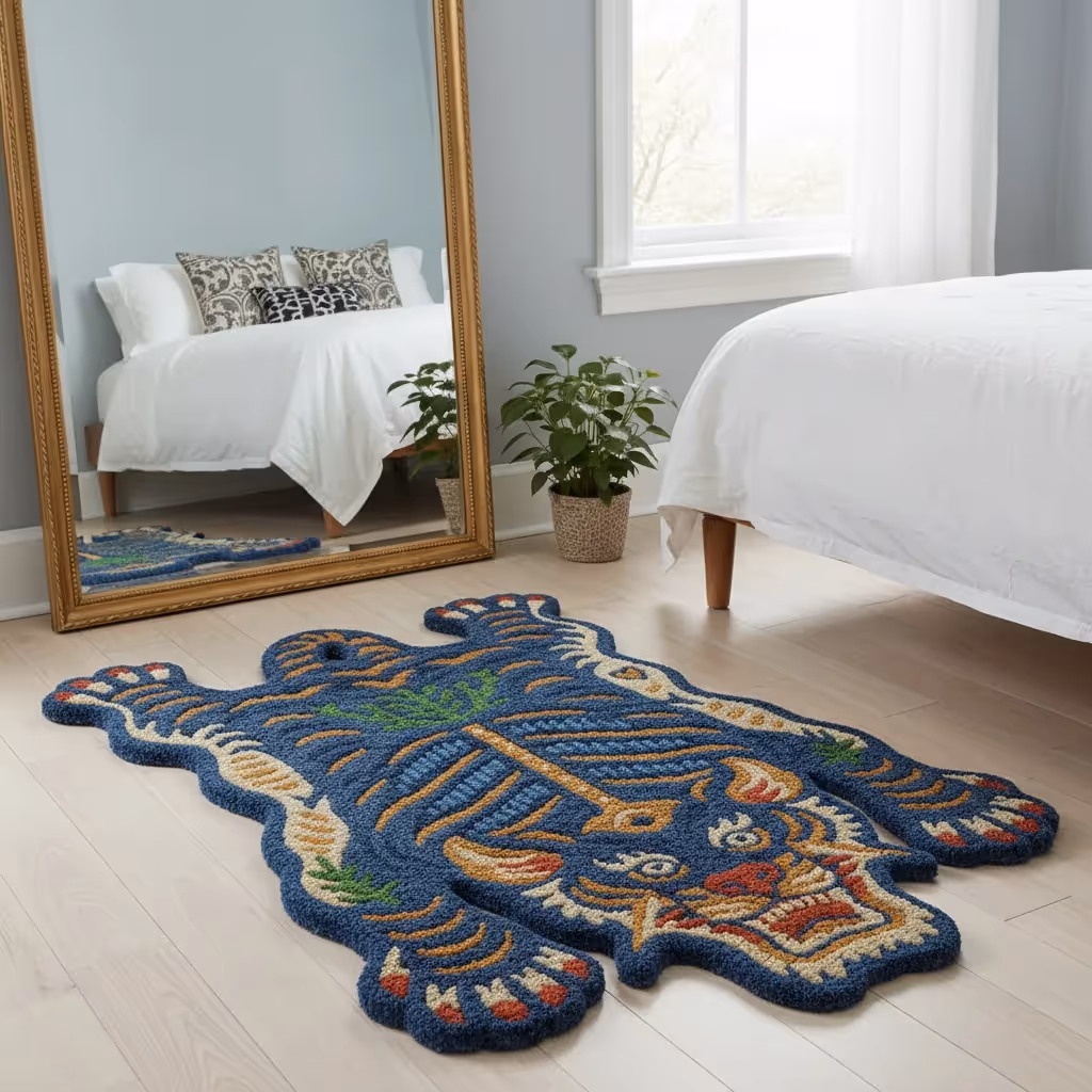 Wild Tiger Midnight Blue Striking Rug image 3