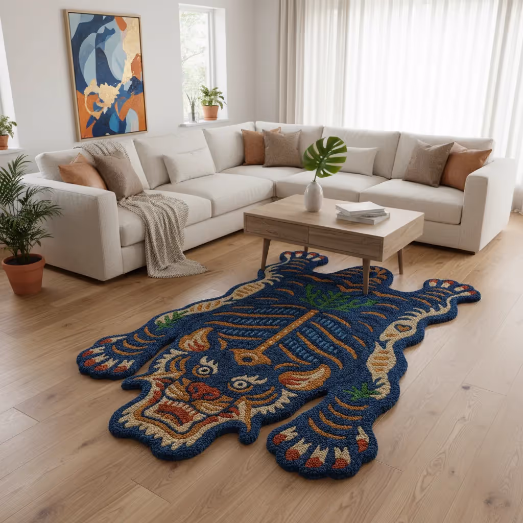 Wild Tiger Midnight Blue Striking Rug image 4