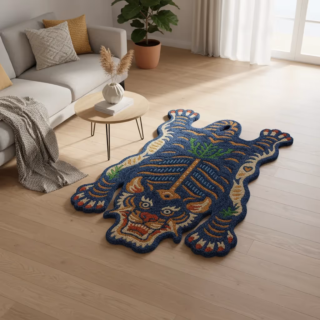 Wild Tiger Midnight Blue Striking Rug image 5