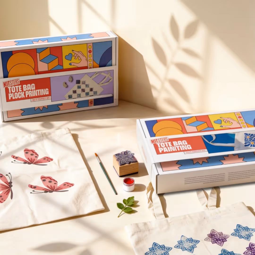 DIY Block Printing and Tote Bag Painting Combo  image 1
