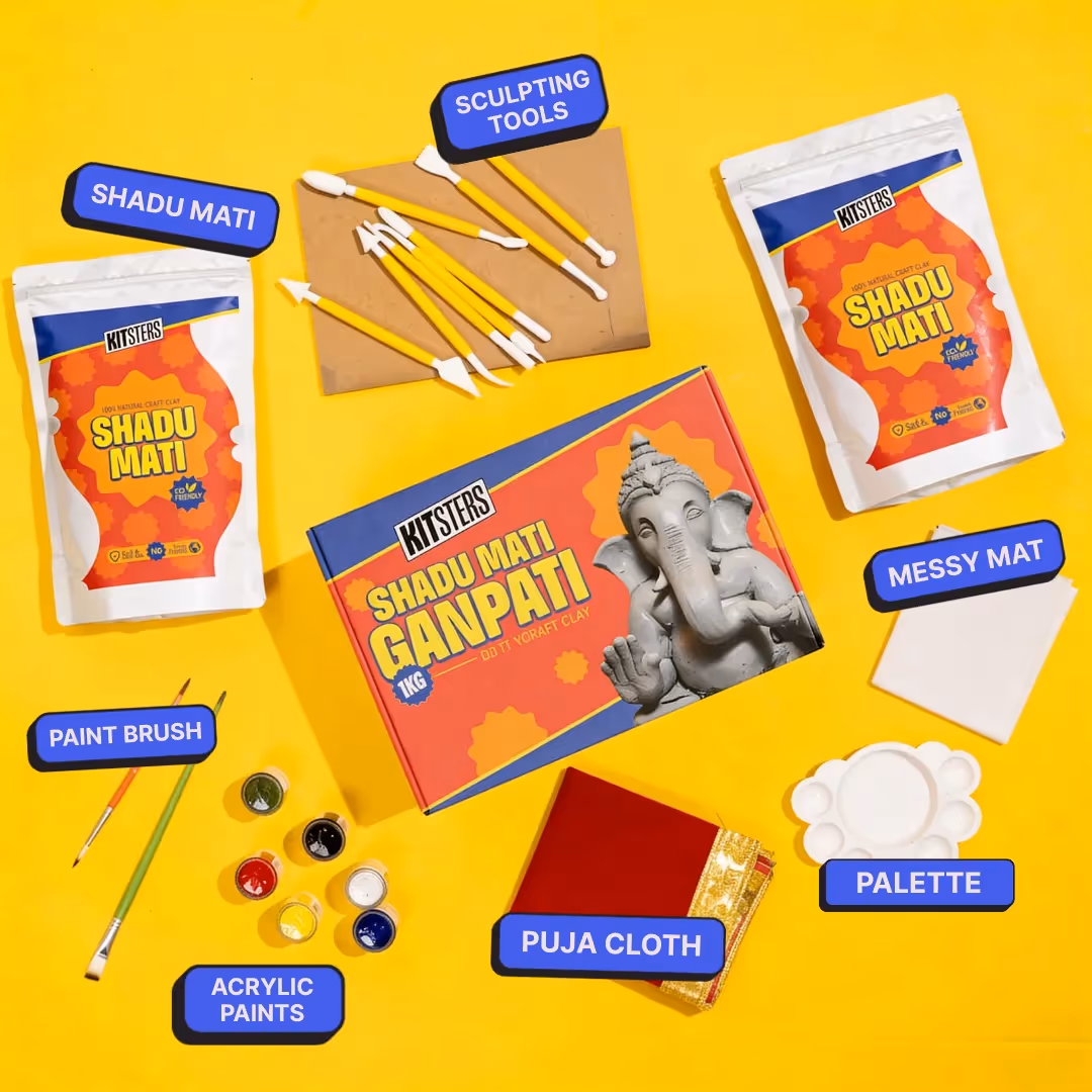 DIY Shadu Mati Ganpati and Diya Decoration Kit image 2