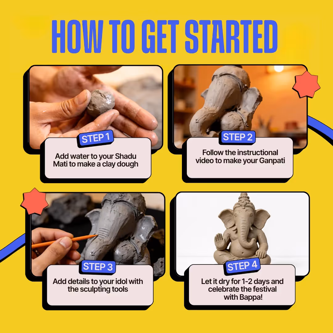 DIY Shadu Mati Ganpati and Diya Decoration Kit image 4