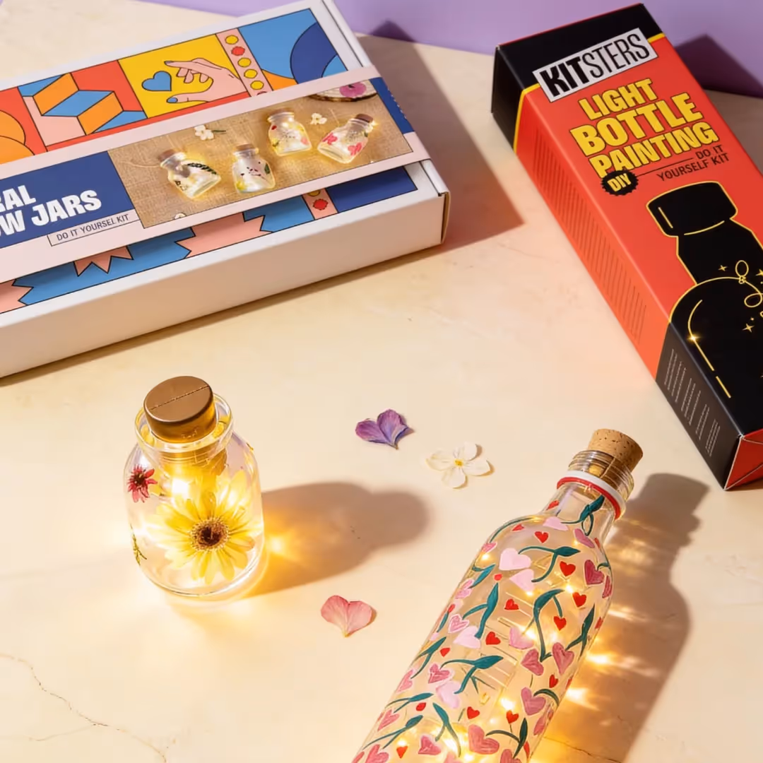 Floral Glow Jar and Light Bottle Painting DIY Kit  image 1