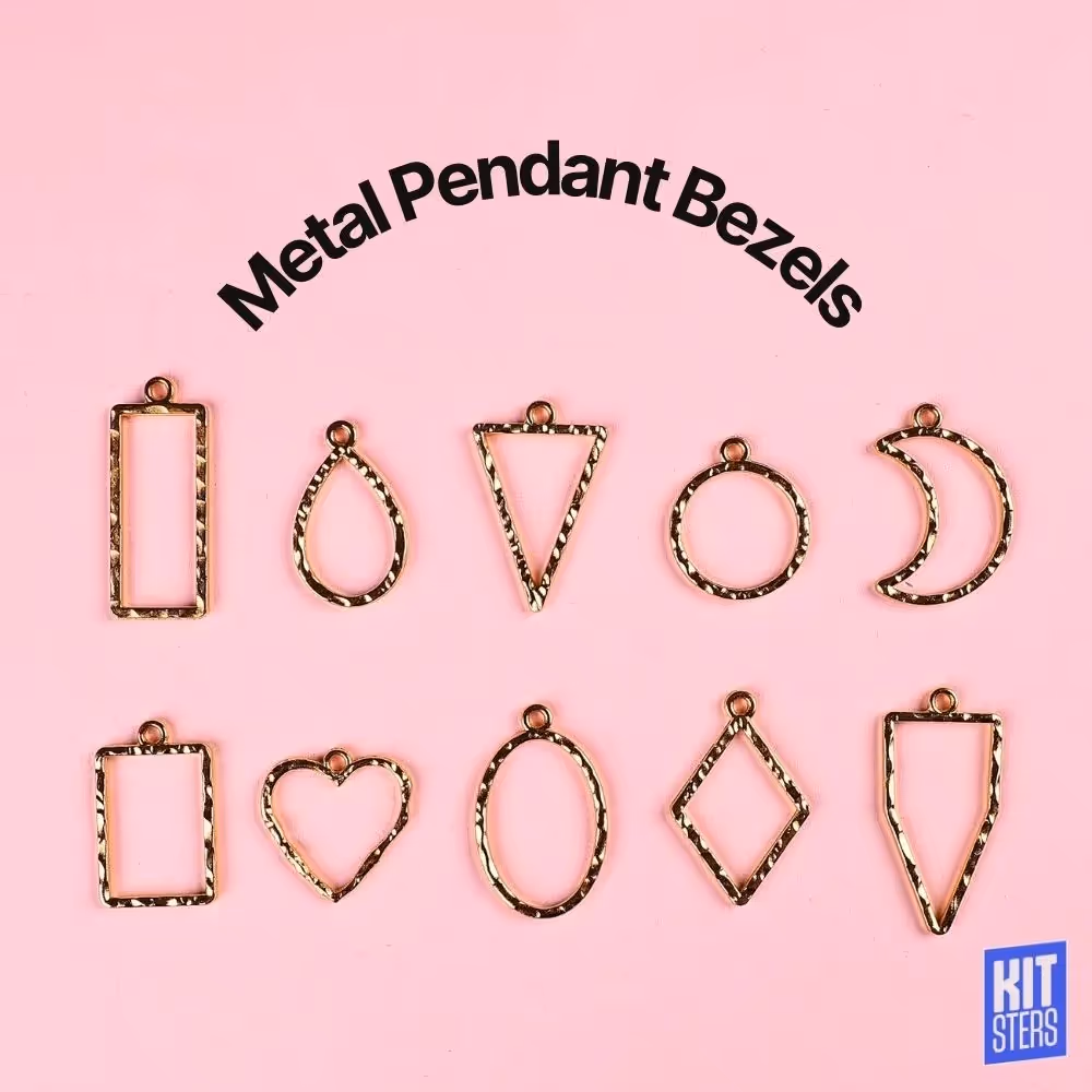 Gold Metal Pendant Bezels - Set of 10 image 1