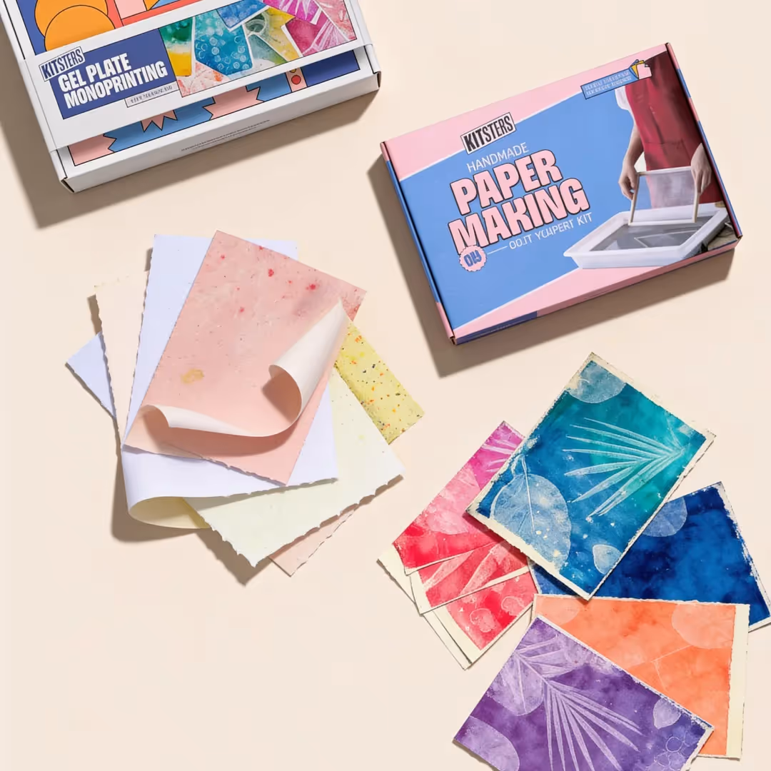 Handmade Paper and Gel Plate Monoprinting DIY Combo  image 1