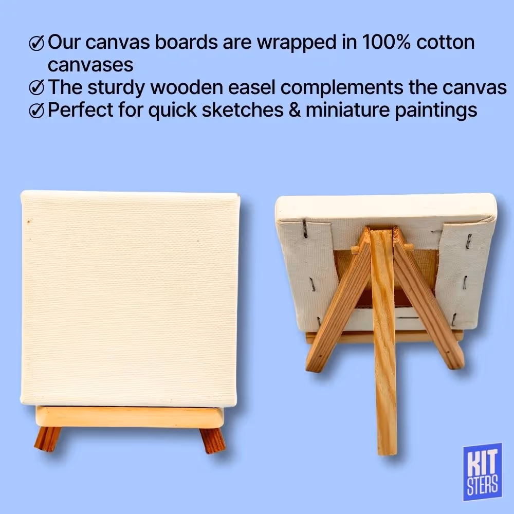 Mini Canvas With Wooden Easel image 2