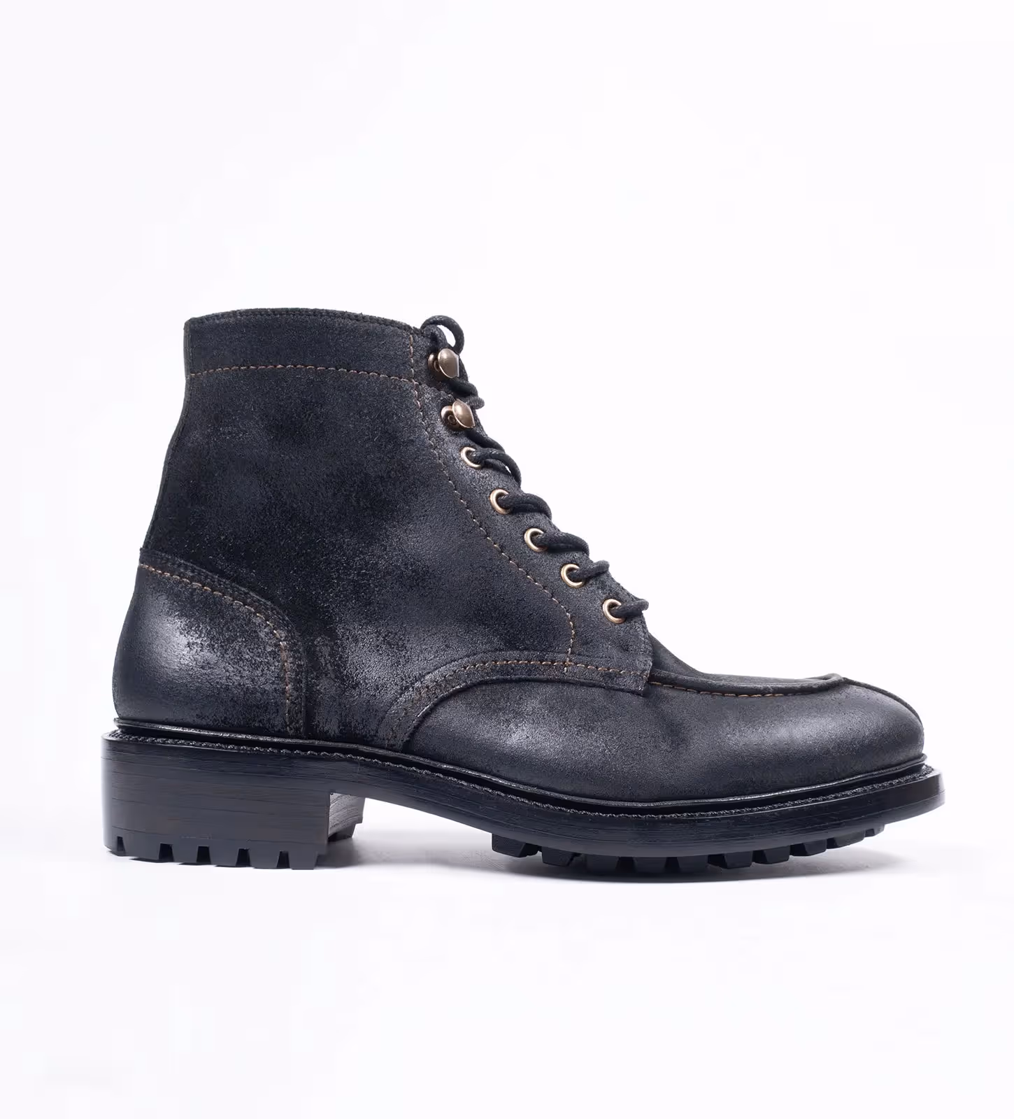 Black Rough Out Suede Split Toe Derby Boot image 2