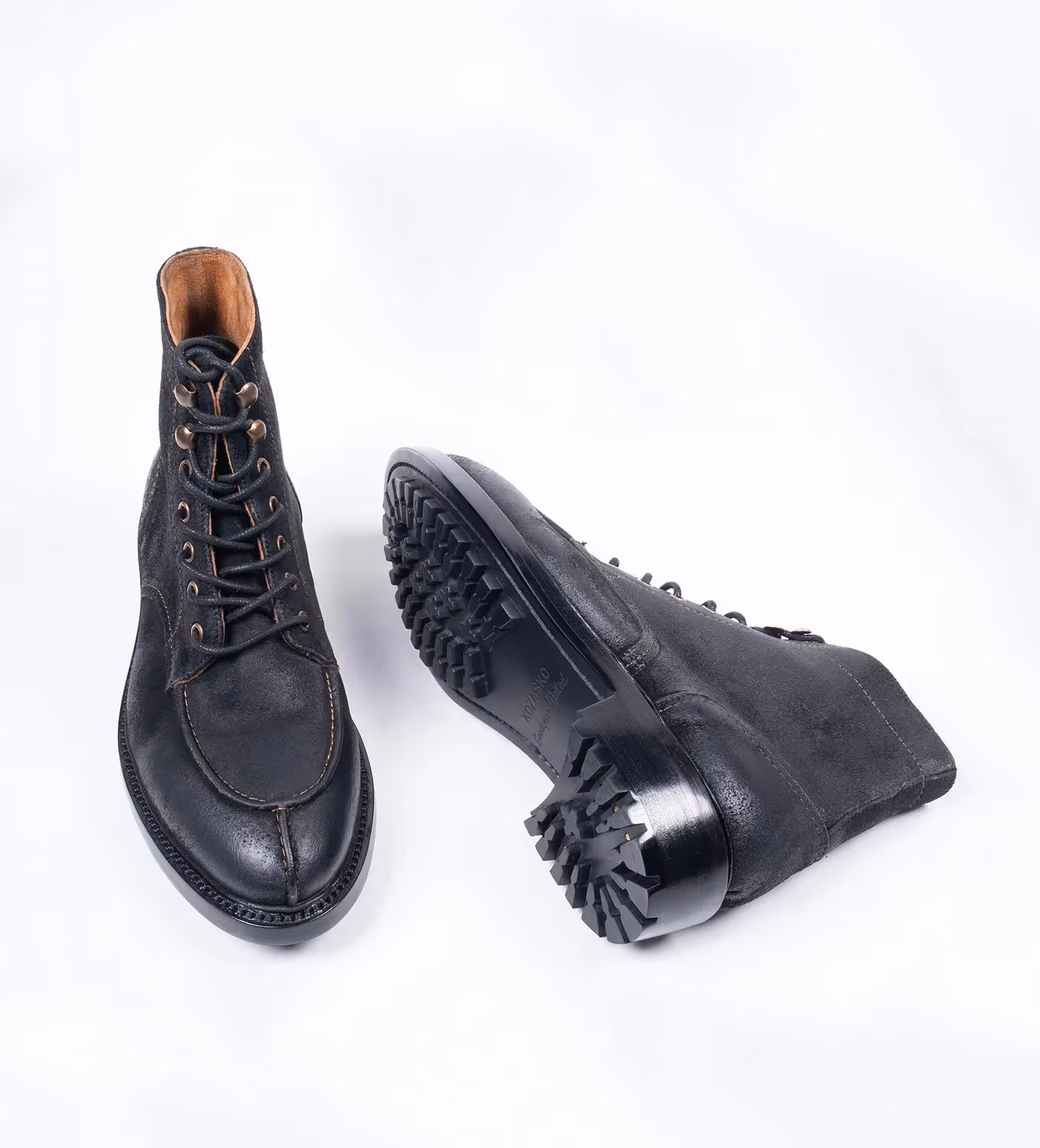 Black Rough Out Suede Split Toe Derby Boot image 4