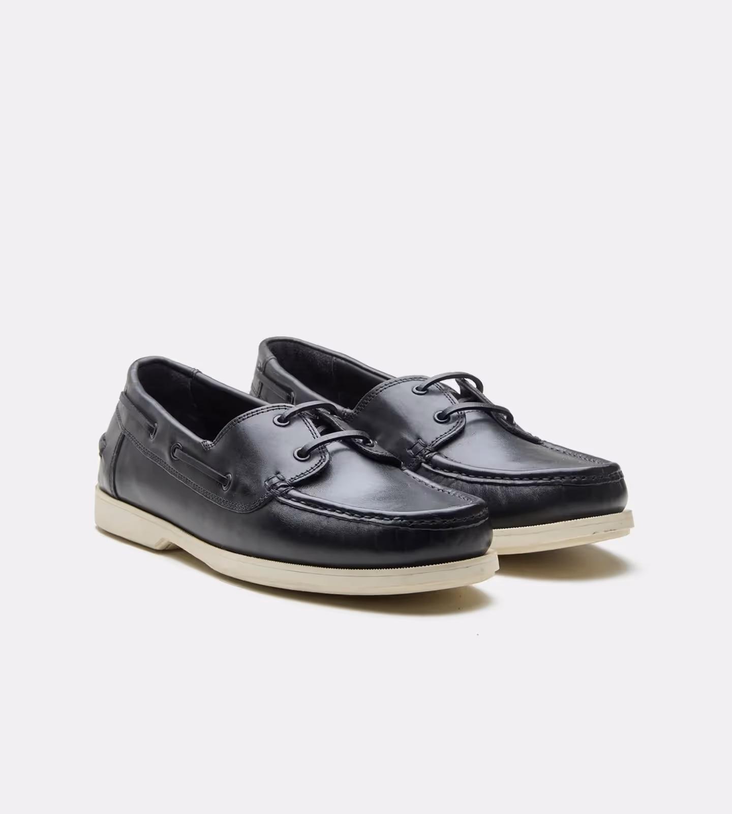 Blake Stitched Black Boat Shoe image 1