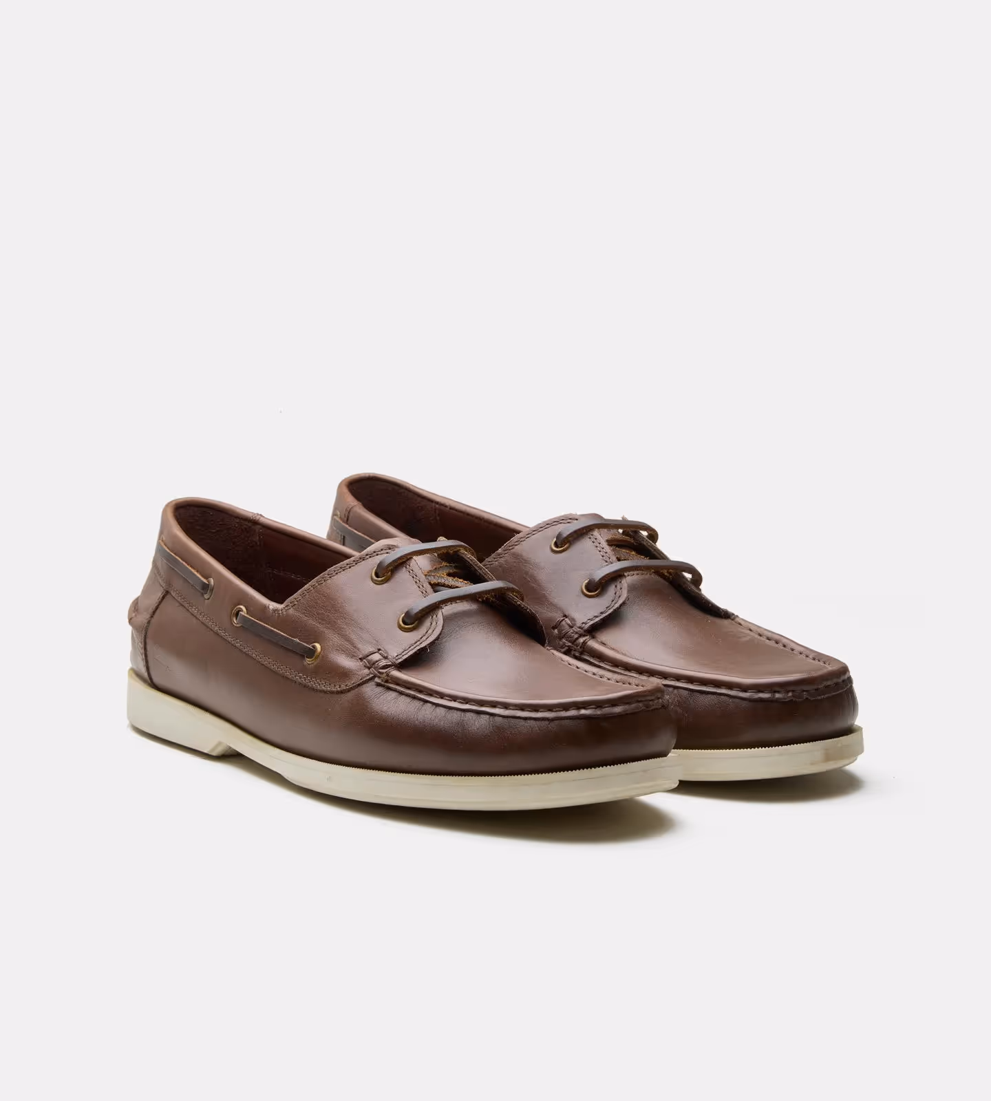 Blake Stitched Brown Leather Boat Lace-Up Shoe image 1