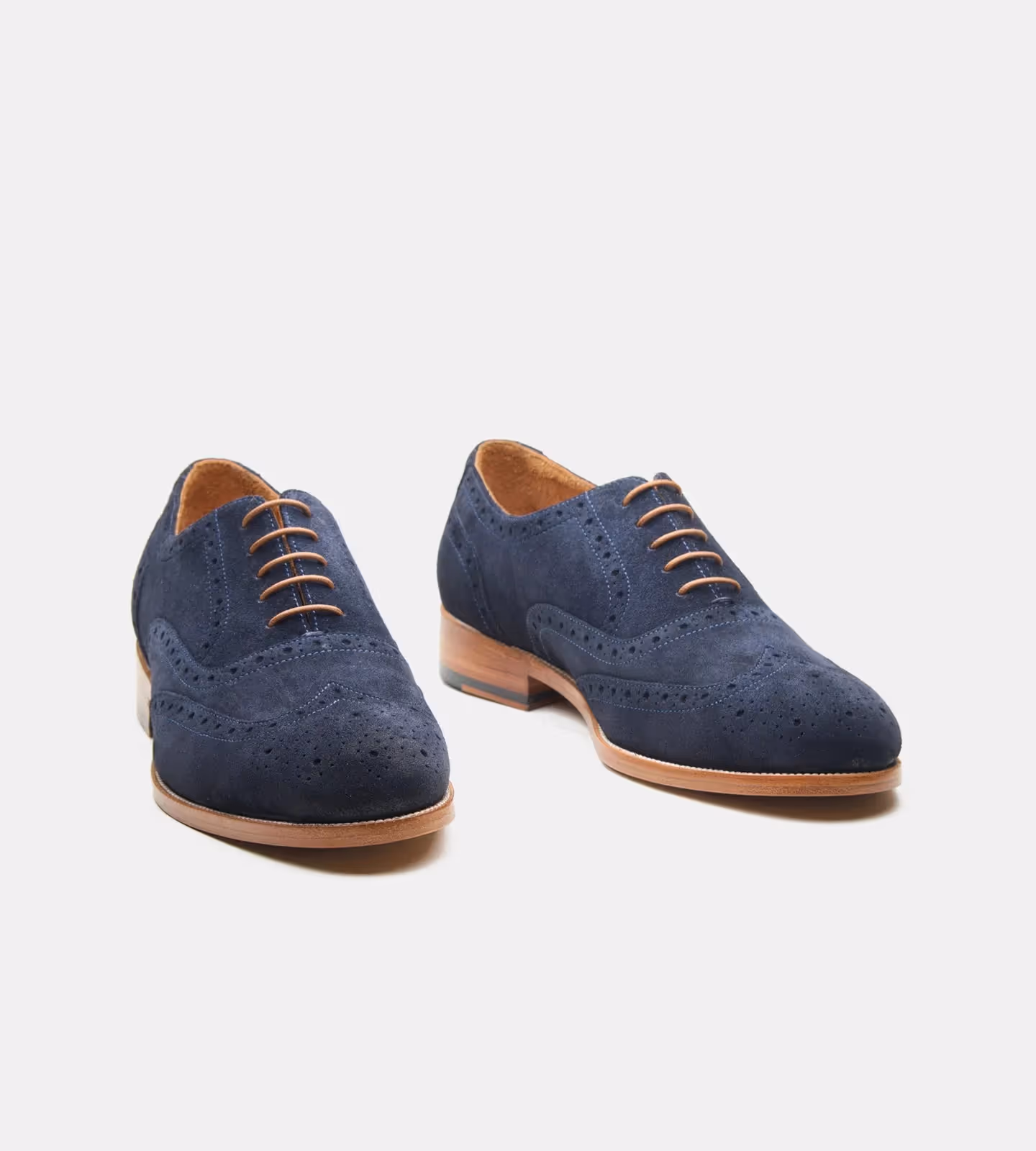 Blake Stitched Navy Suede Wingtip Oxfords image 1