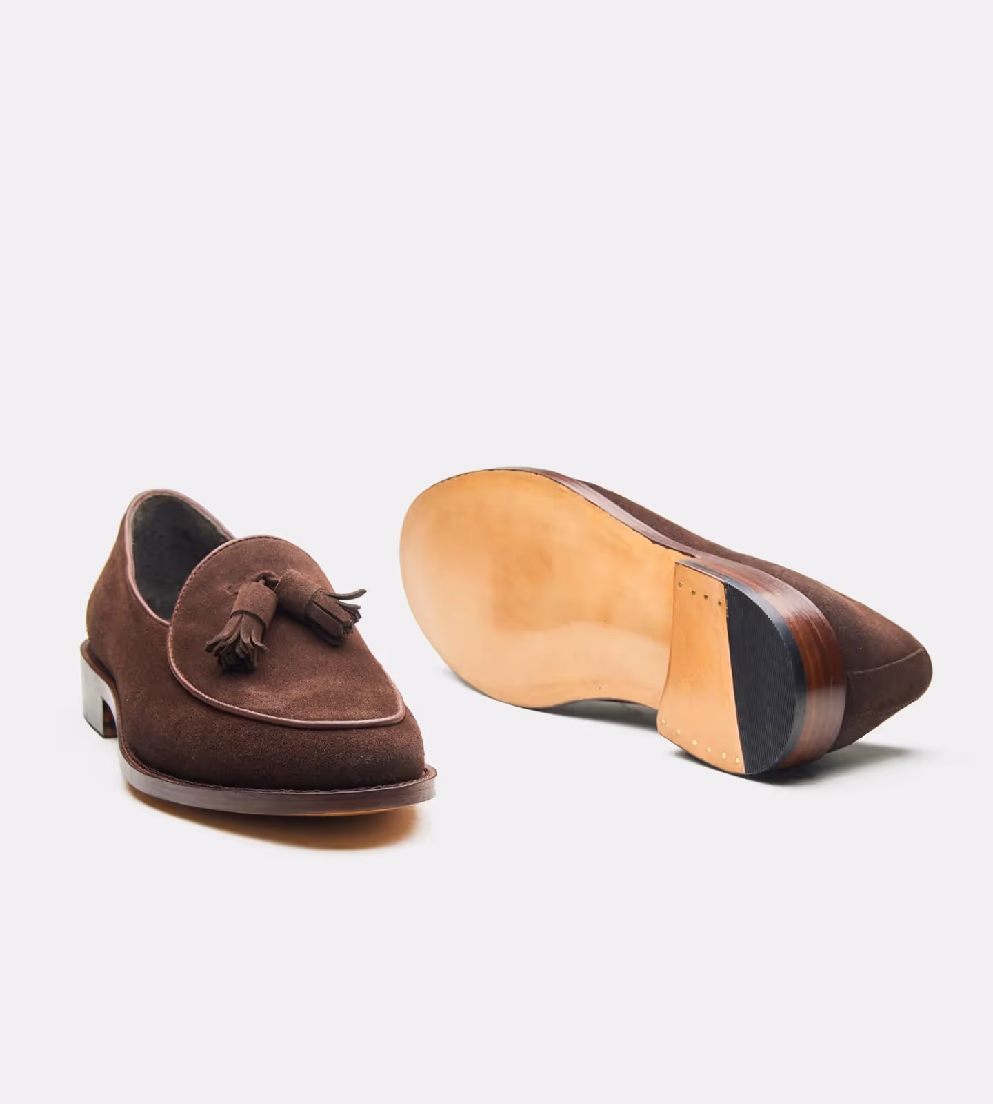 Brown Groupo Mastrotto Suede Belgian Tassel Loafer image 4