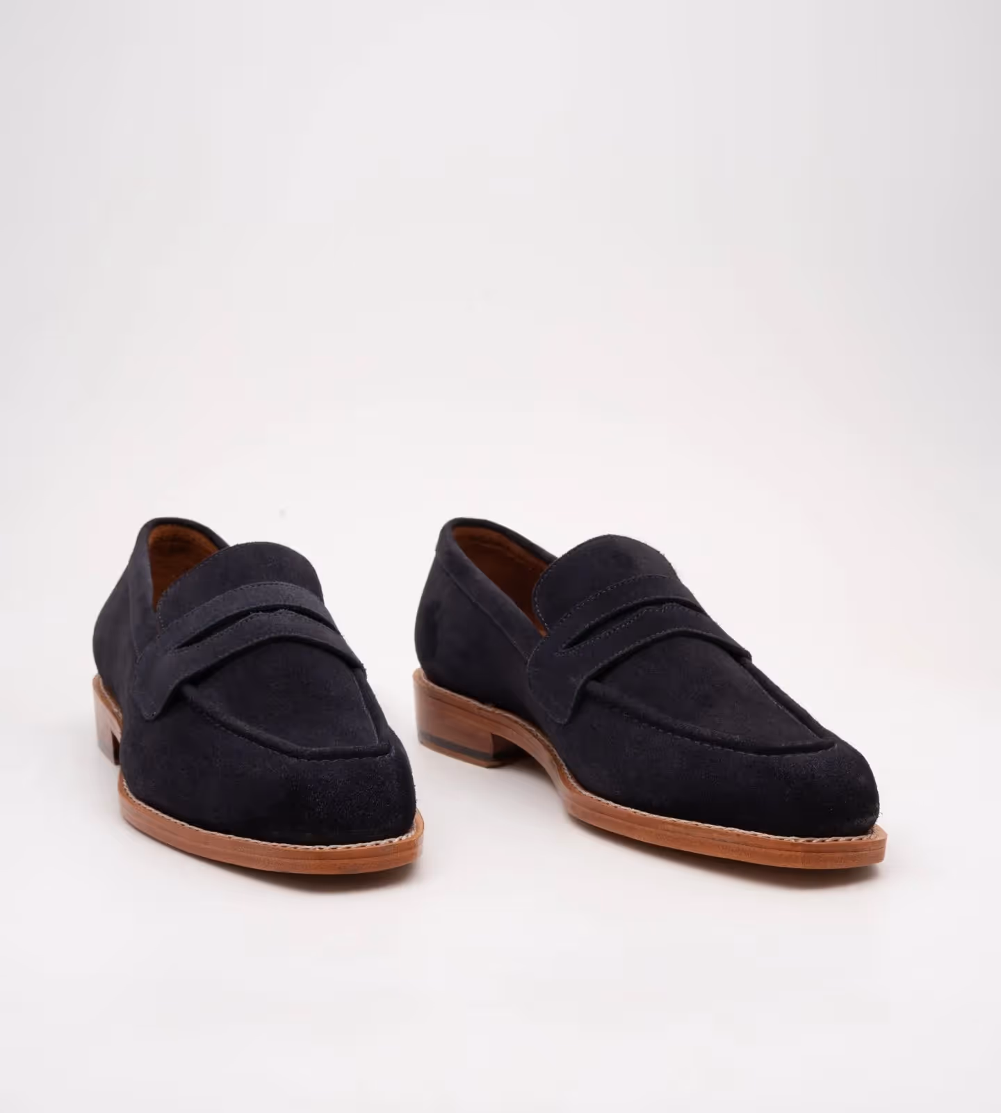 Chisel Toe Navy Suede Penny Loafer image 1
