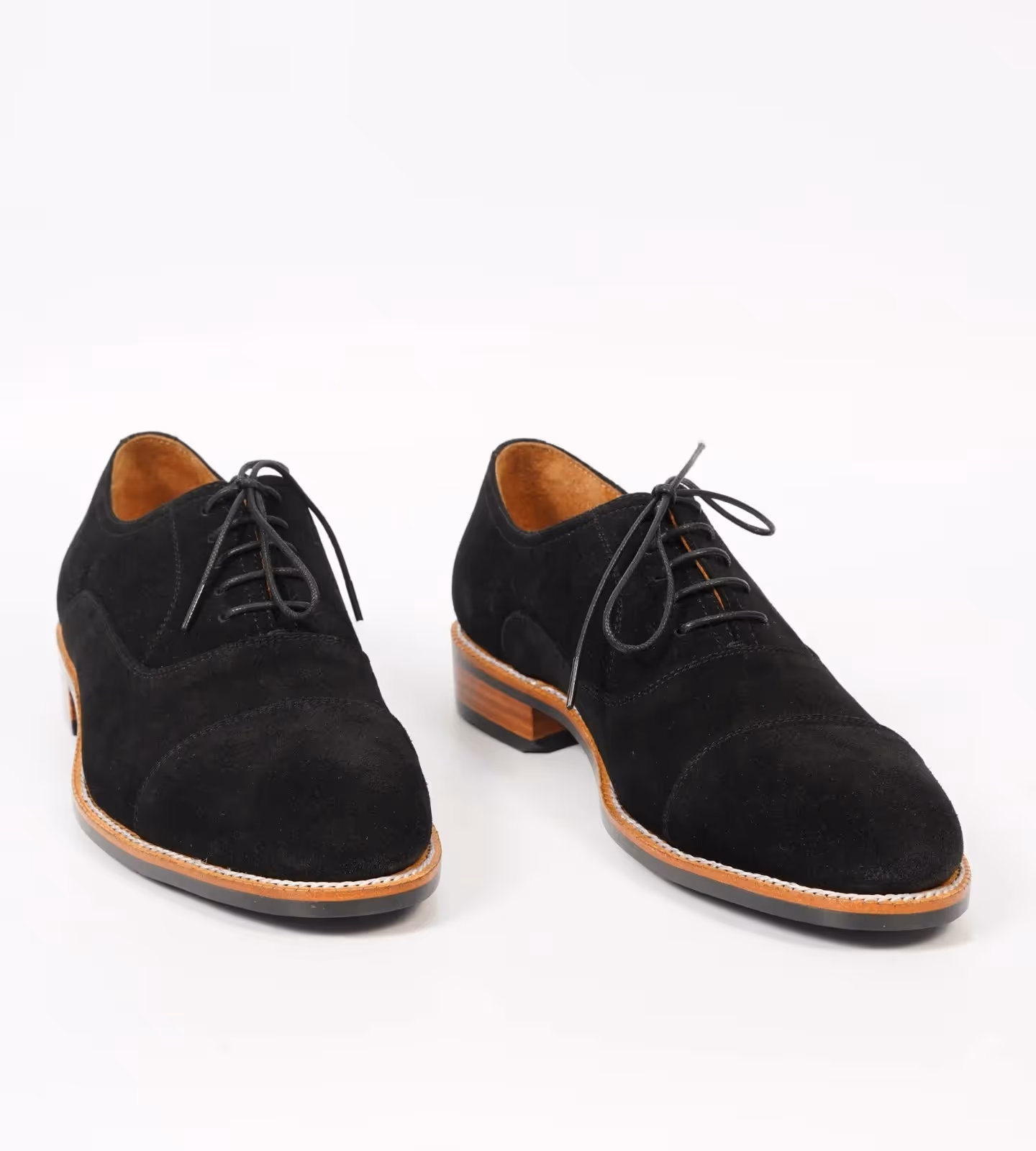 Classic Hand Welted Black Suede Captoe Oxfords image 1