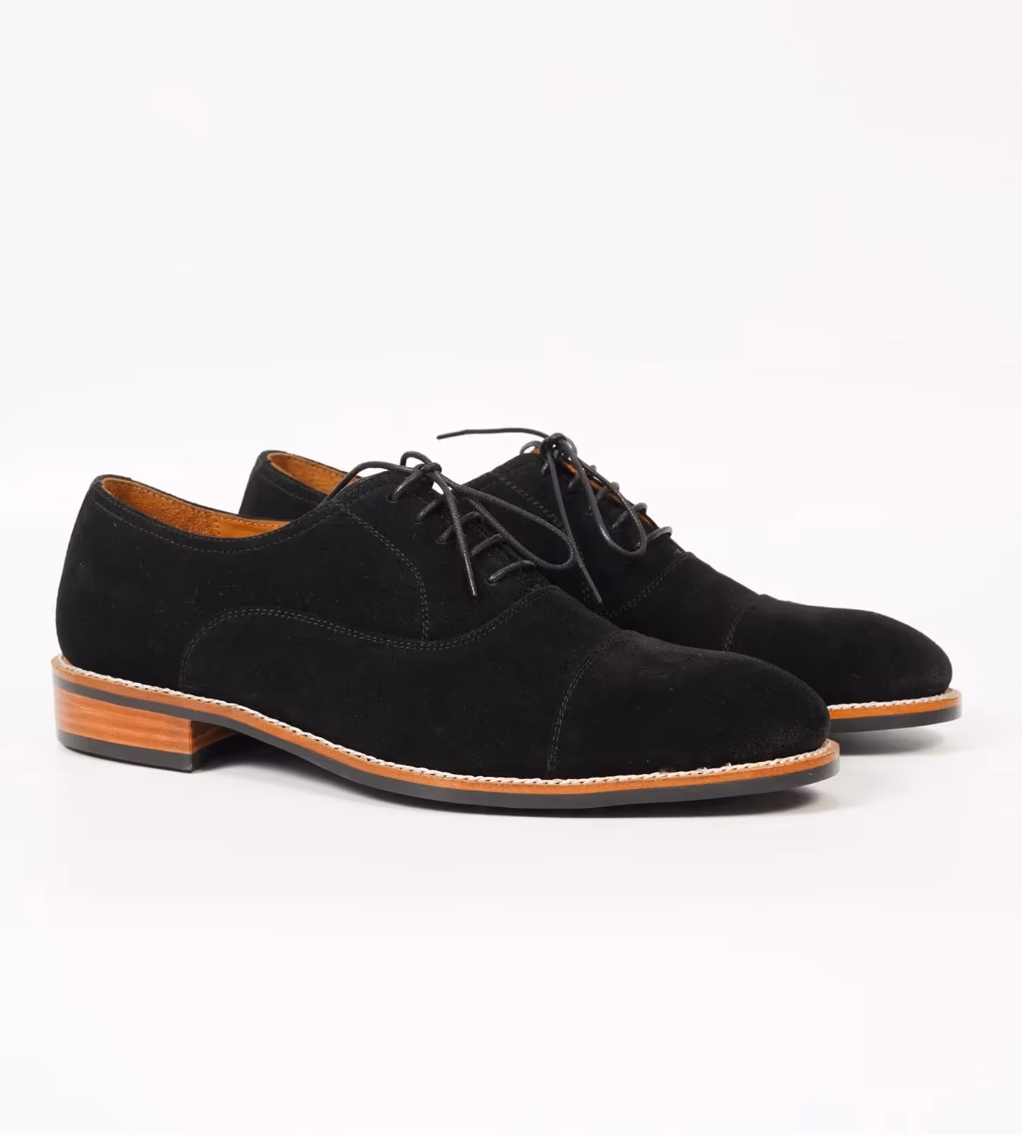 Classic Hand Welted Black Suede Captoe Oxfords image 2