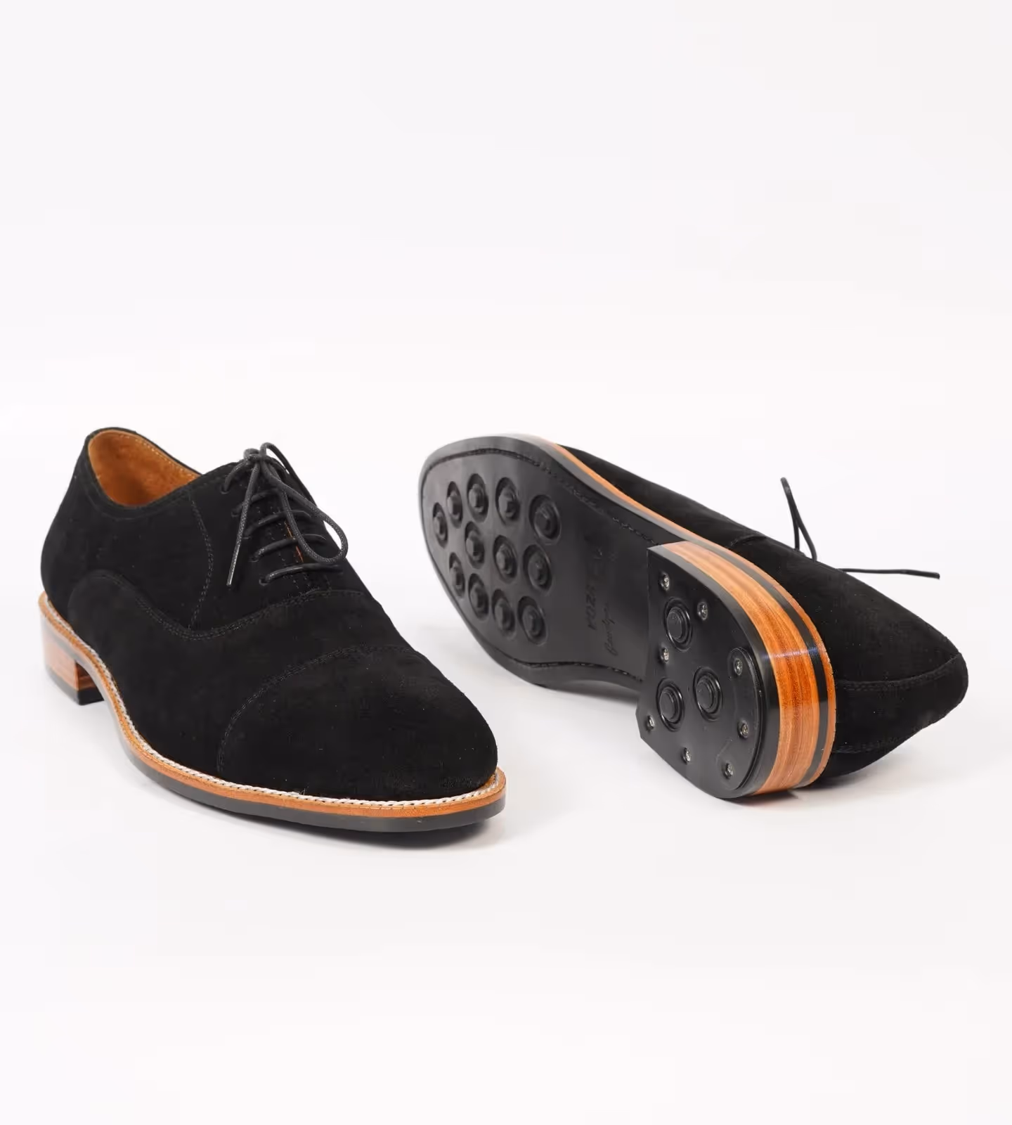 Classic Hand Welted Black Suede Captoe Oxfords image 3