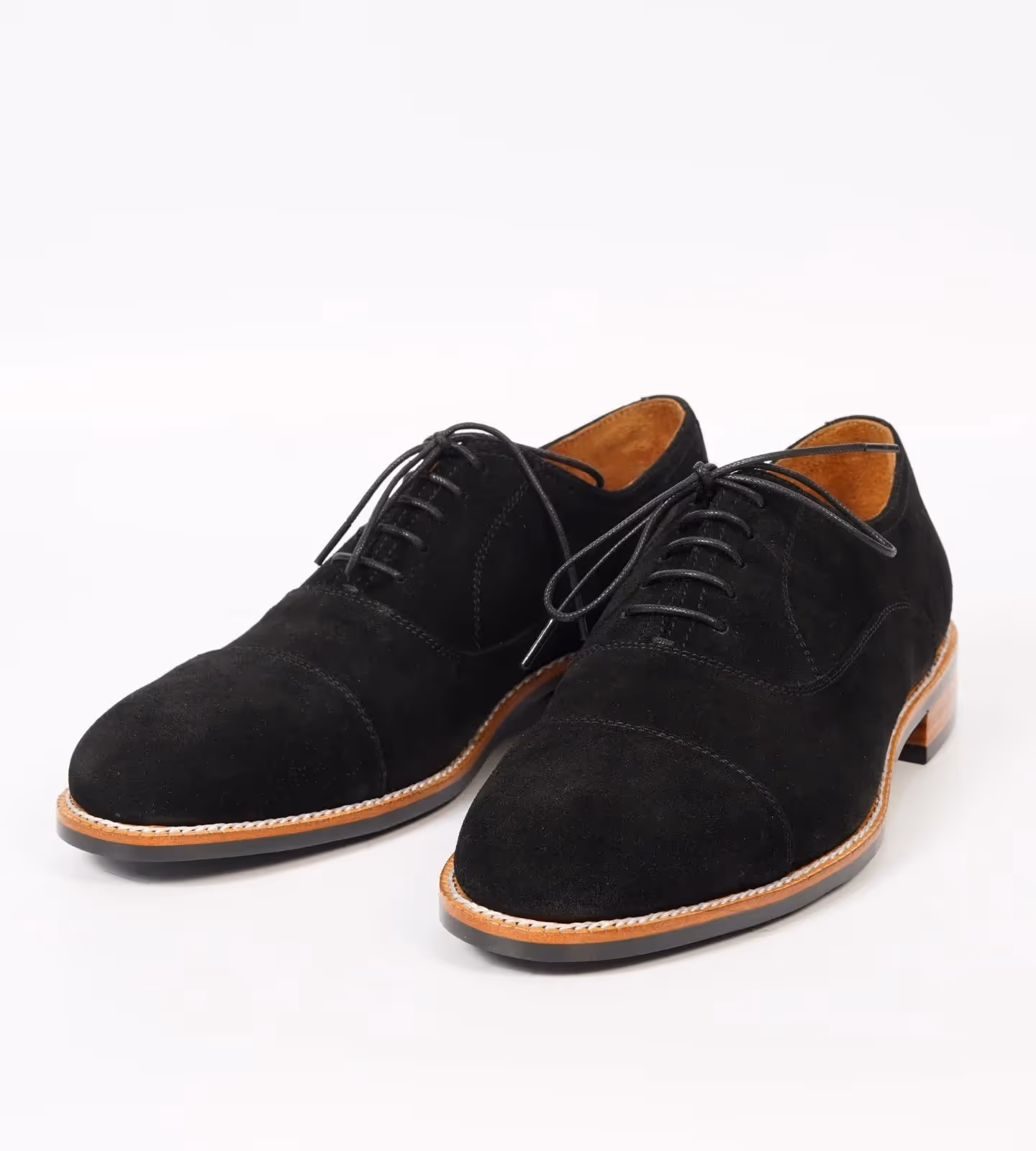 Classic Hand Welted Black Suede Captoe Oxfords image 4
