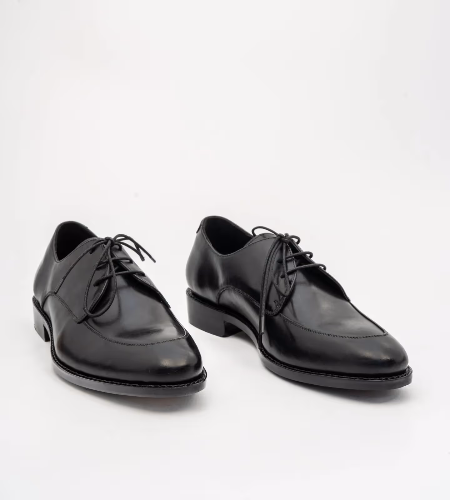 Hand Welted Black Apron Toe Derby image 1