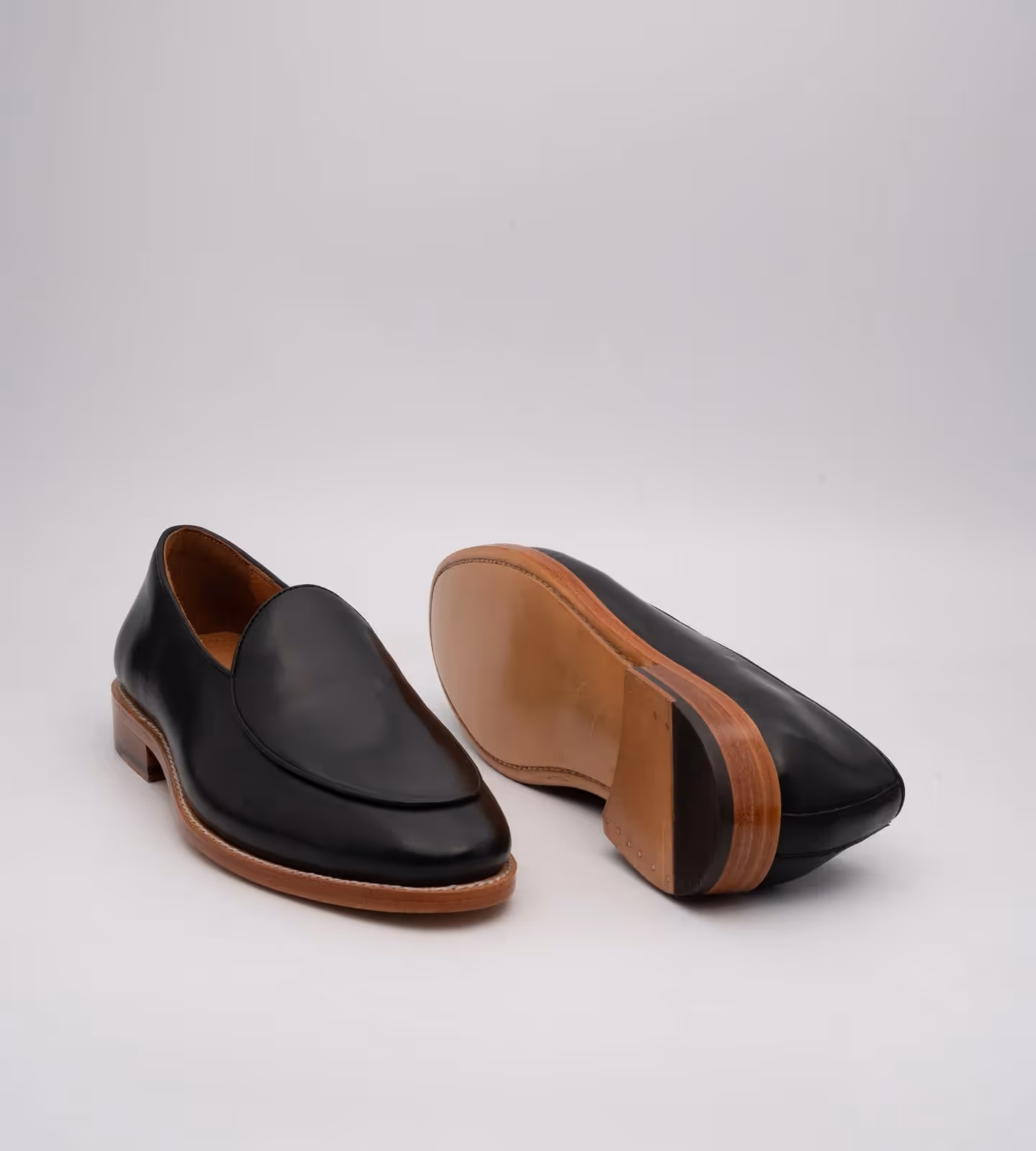 Hand-Welted Black Belgian Slip-Ons image 2
