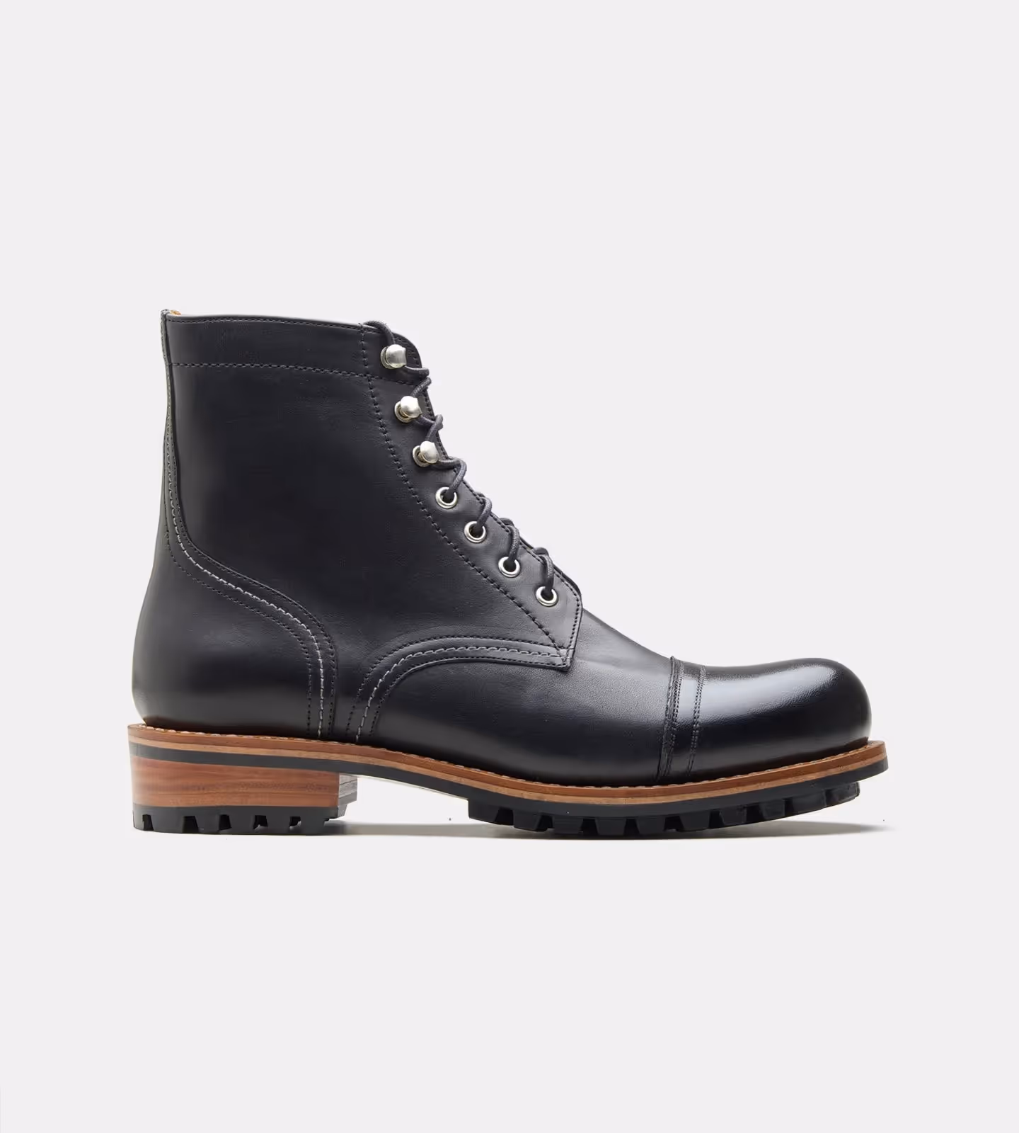 Hand Welted Black Captoe Work Boot  image 4