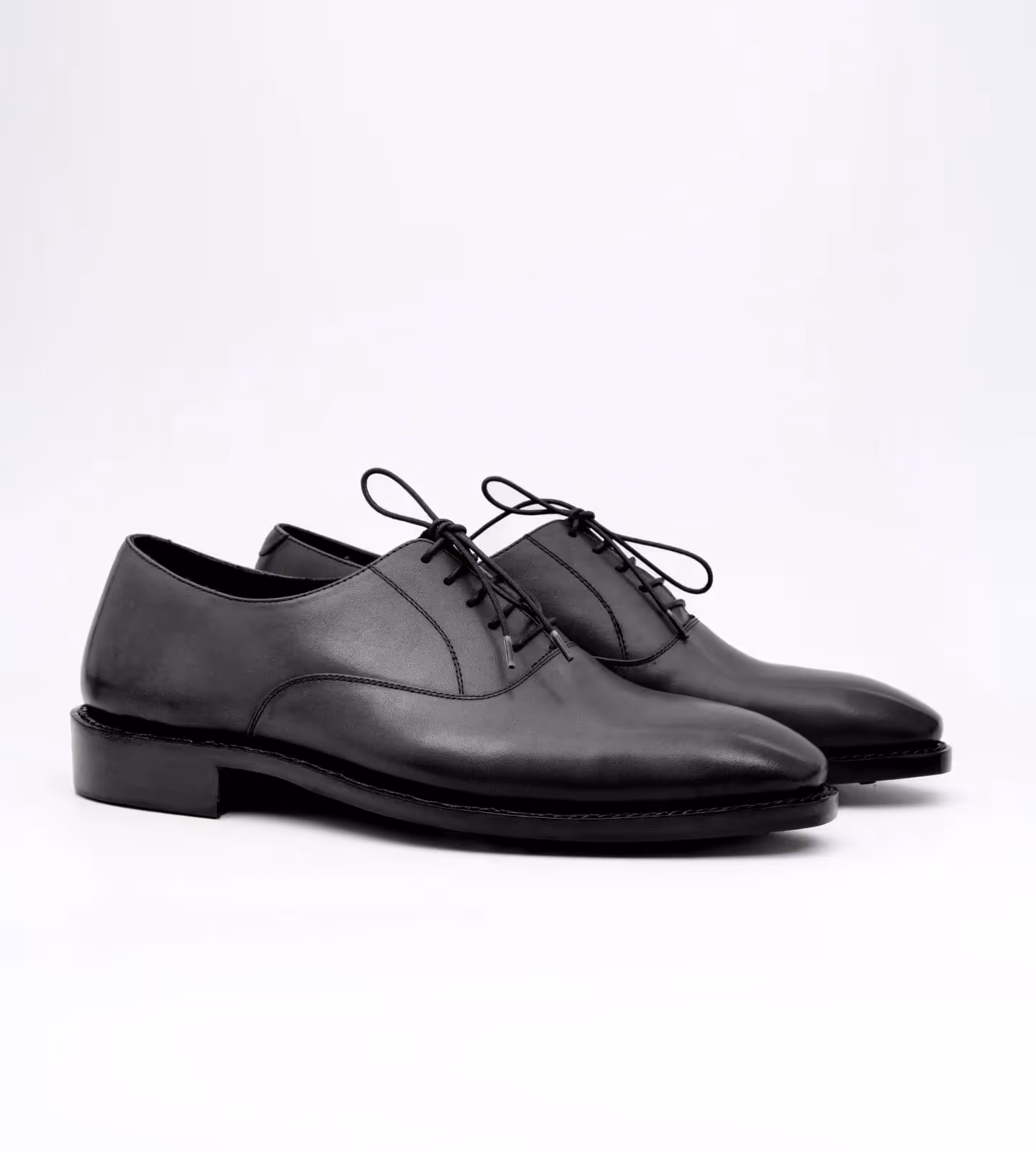 Hand Welted Black Chisel Toe Oxfords image 4