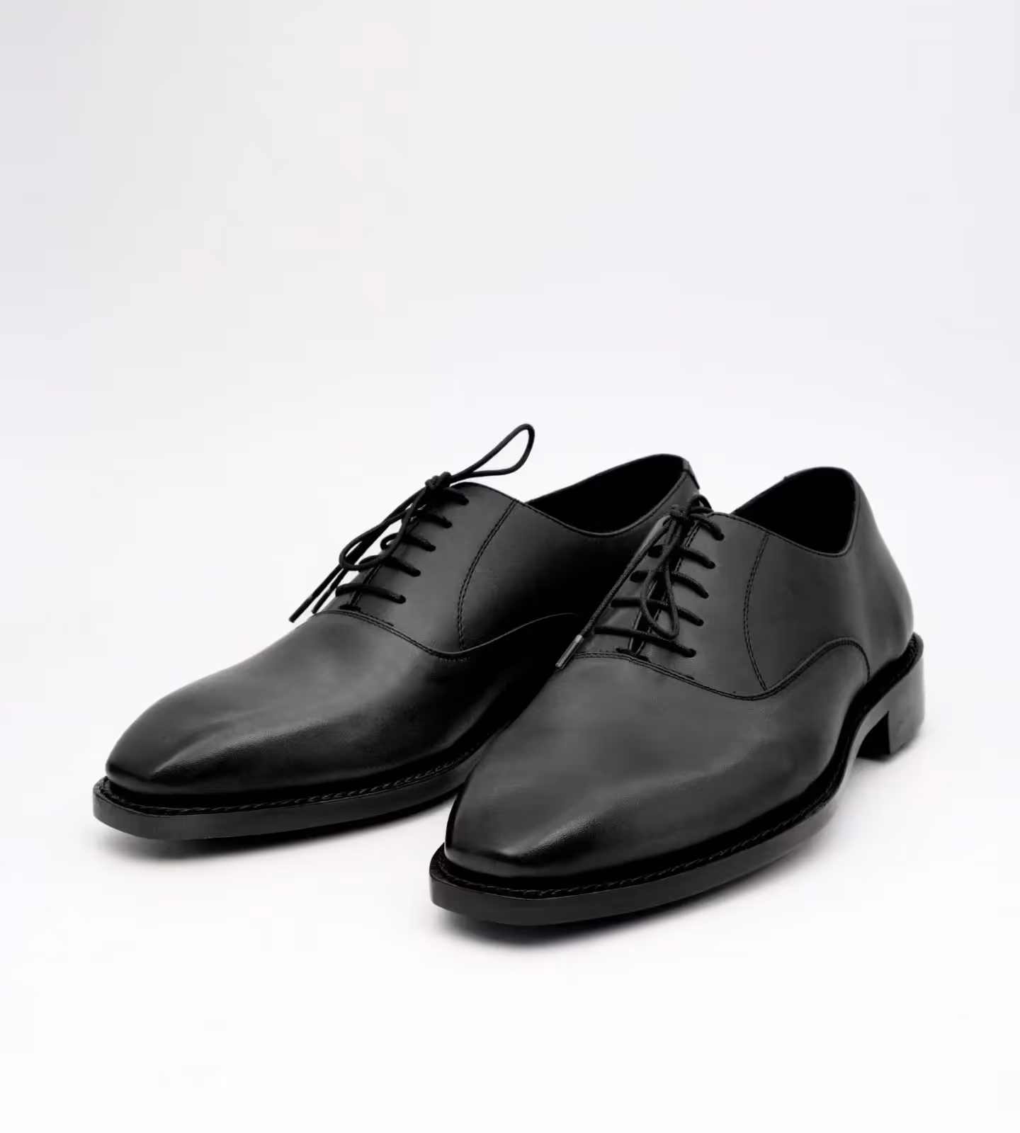 Hand Welted Black Chisel Toe Oxfords image 5