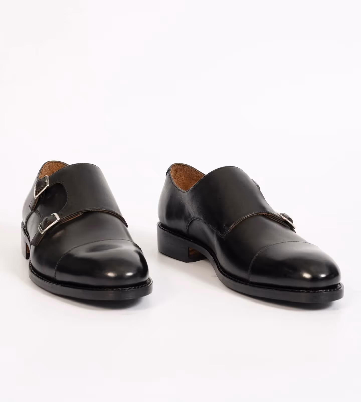 Hand Welted Black Double Monk Strap Shoe image 1