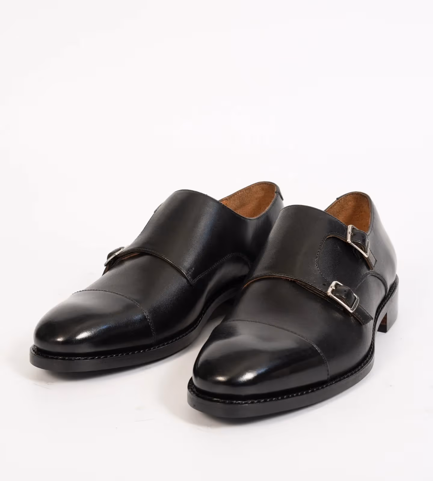 Hand Welted Black Double Monk Strap Shoe image 3