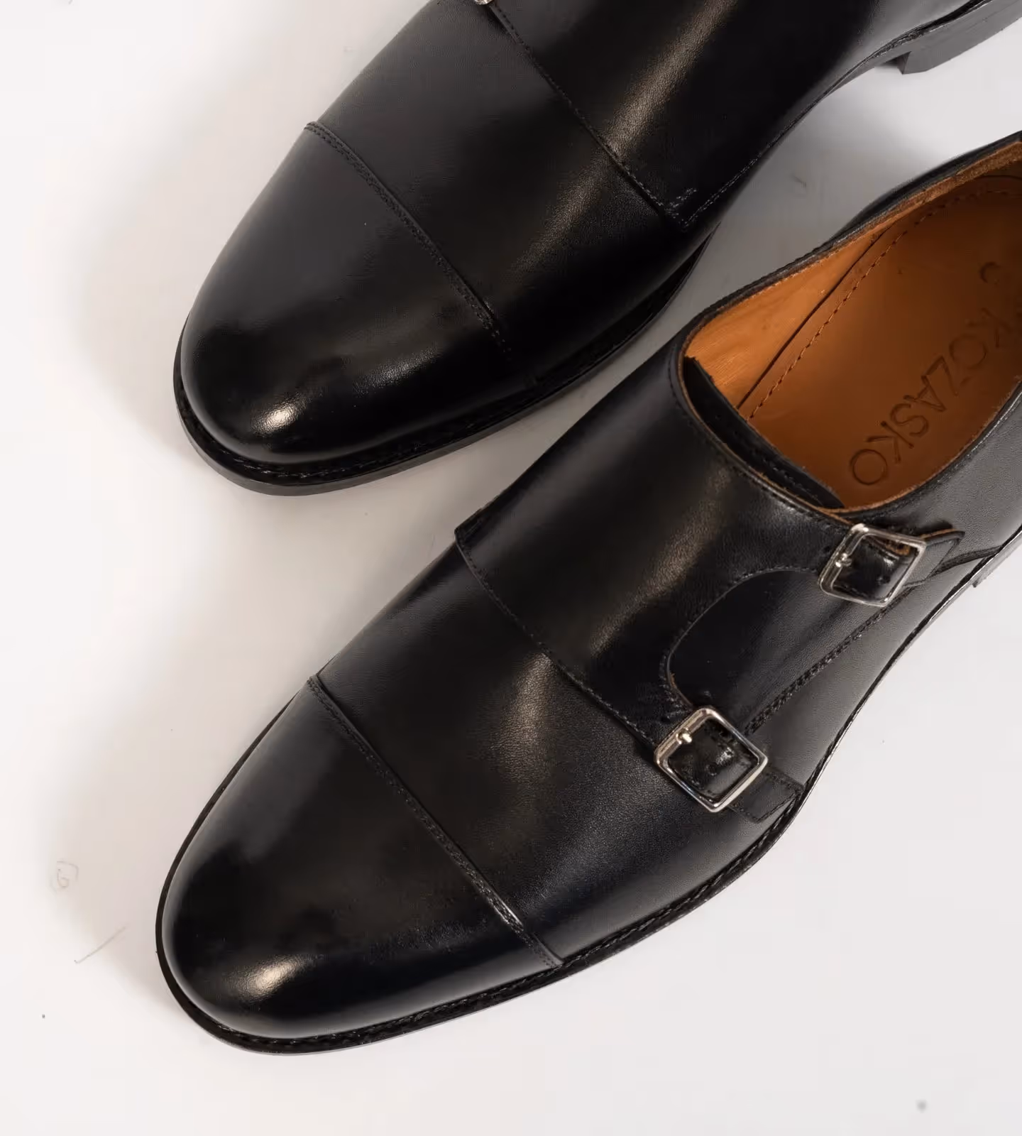 Hand Welted Black Double Monk Strap Shoe image 4