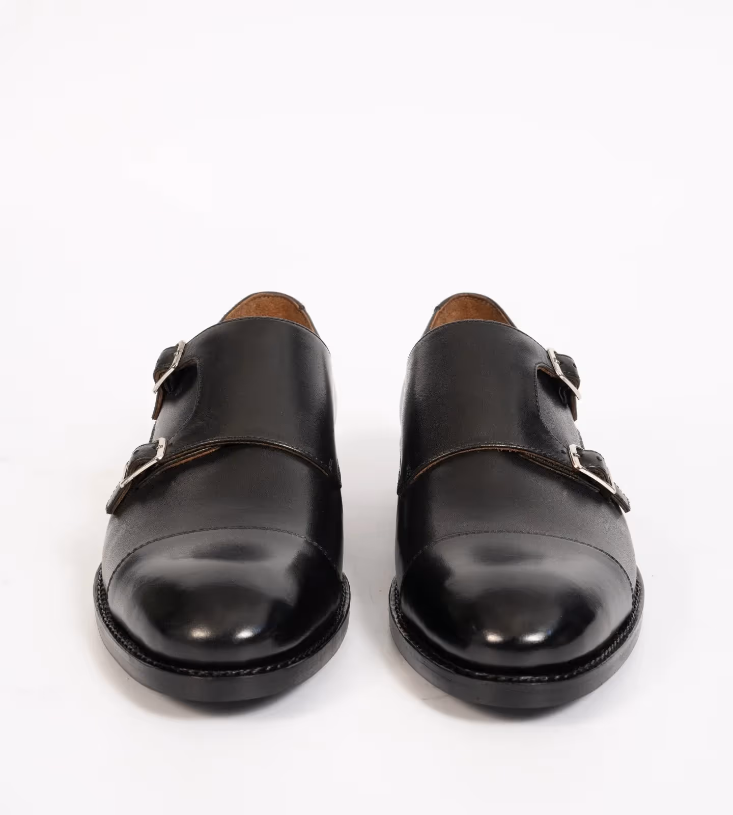 Hand Welted Black Double Monk Strap Shoe image 5