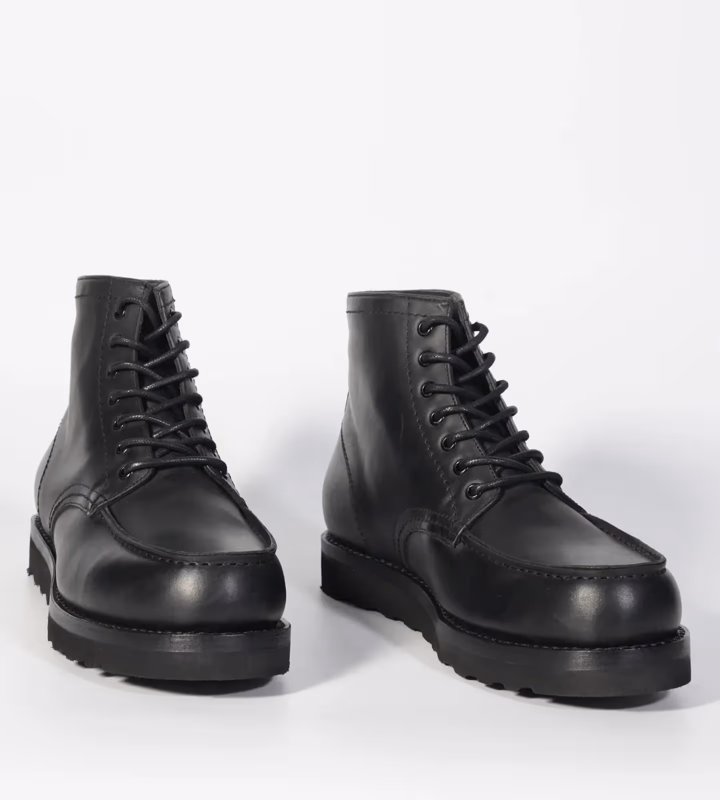 Hand Welted Black Full Grain Leather Moctoe Boot image 1