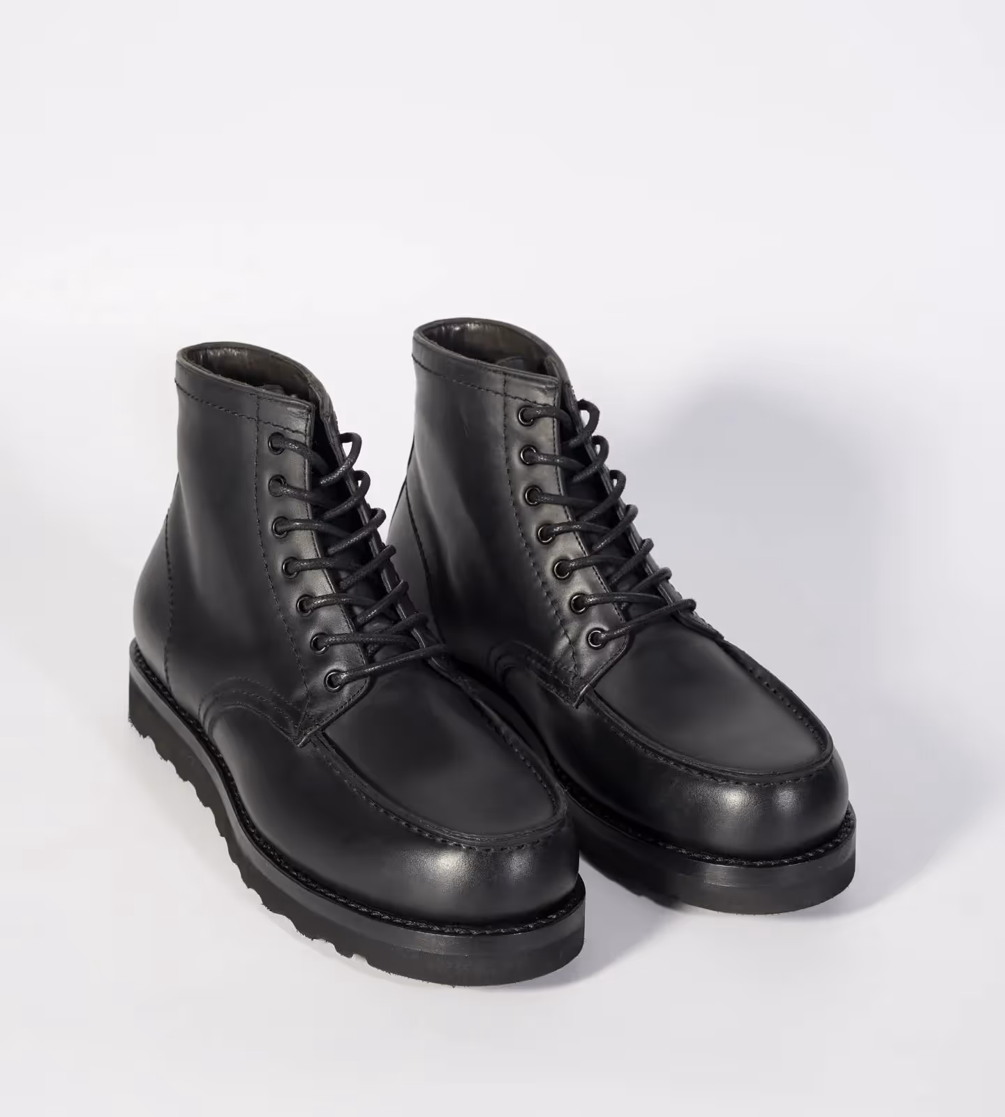 Hand Welted Black Full Grain Leather Moctoe Boot image 2