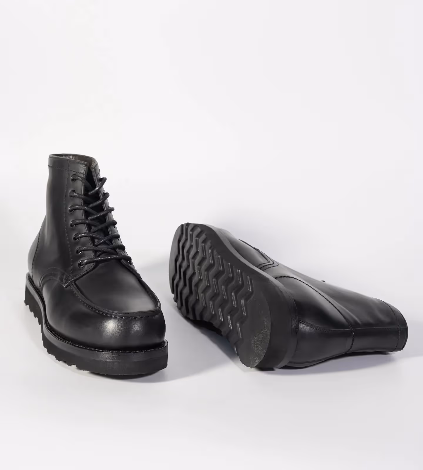 Hand Welted Black Full Grain Leather Moctoe Boot image 3