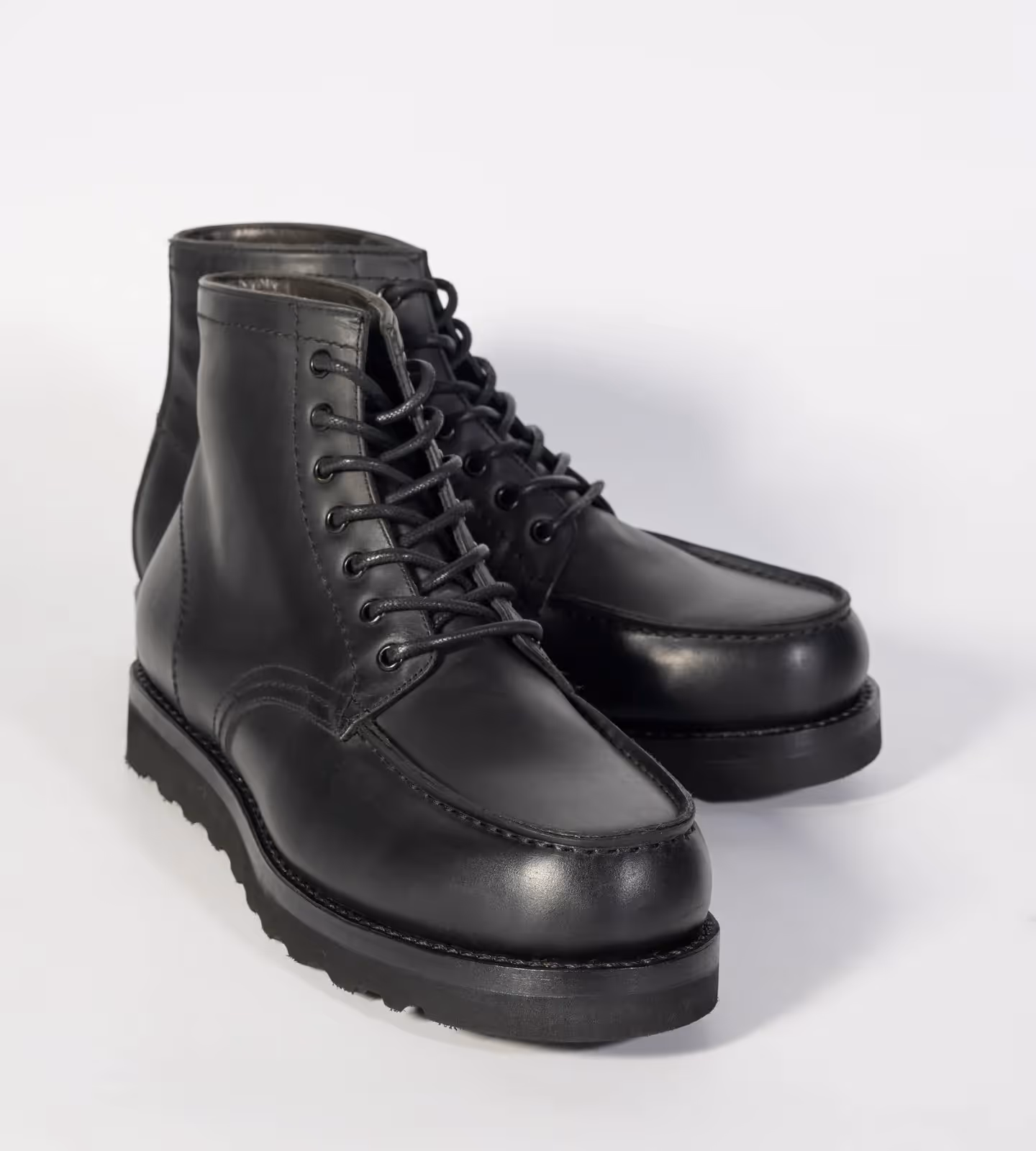 Hand Welted Black Full Grain Leather Moctoe Boot image 4