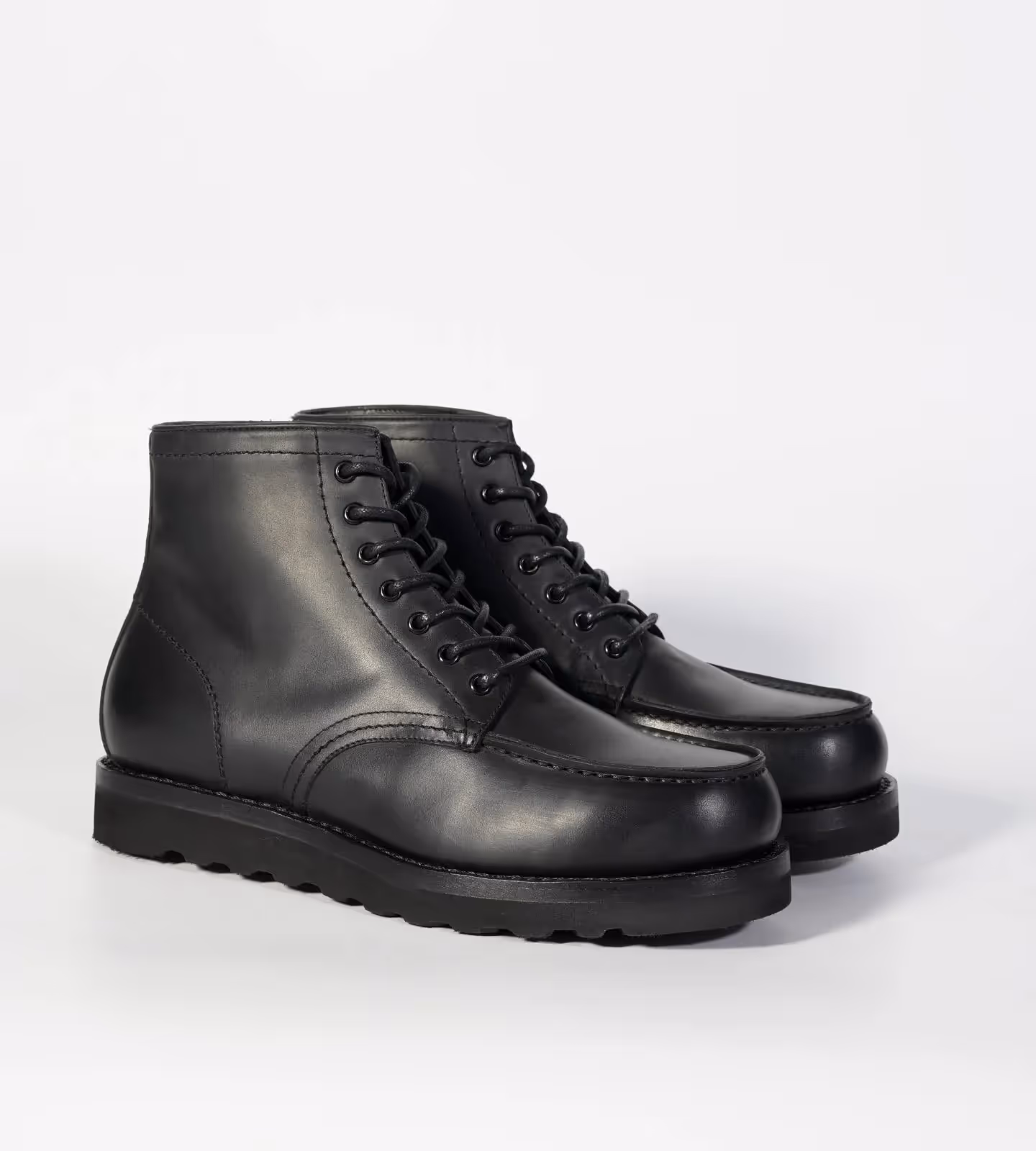 Hand Welted Black Full Grain Leather Moctoe Boot image 5