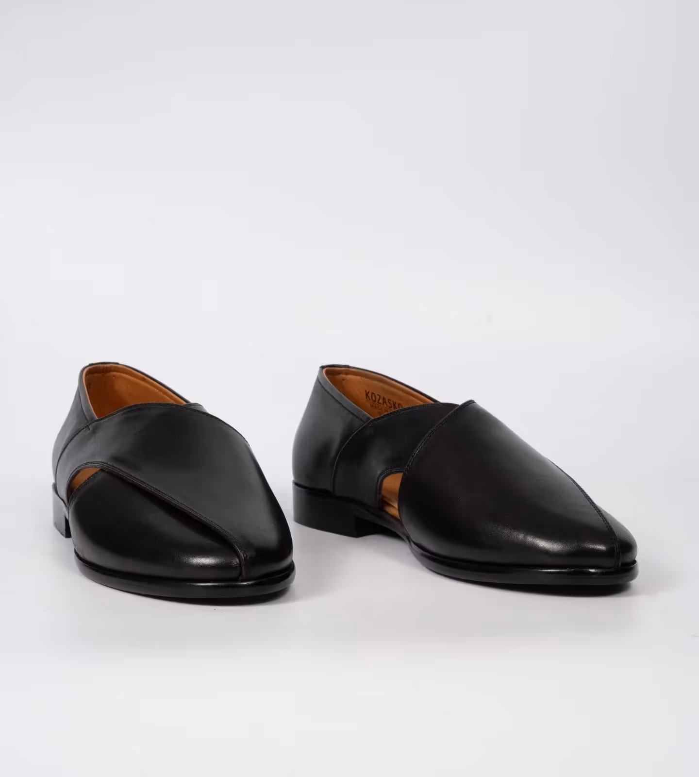 Hand Welted Black Full Grain Leather Peshawari Shoes image 1