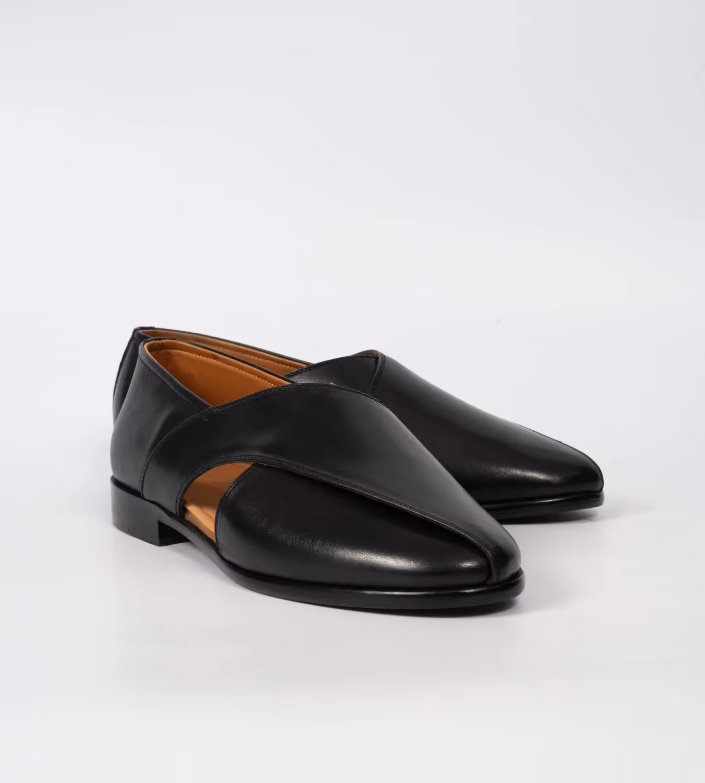 Hand Welted Black Full Grain Leather Peshawari Shoes image 2