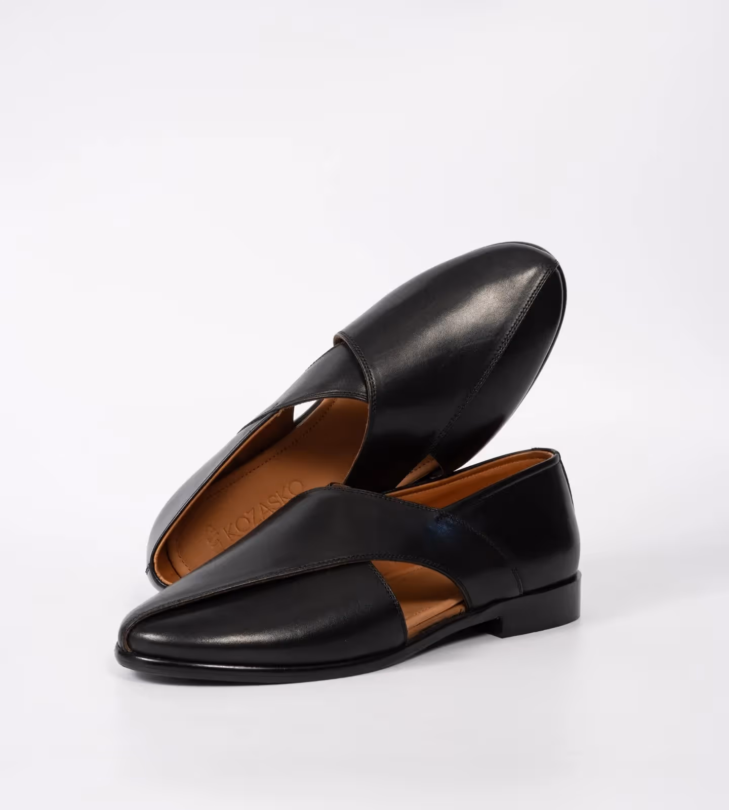Hand Welted Black Full Grain Leather Peshawari Shoes image 4