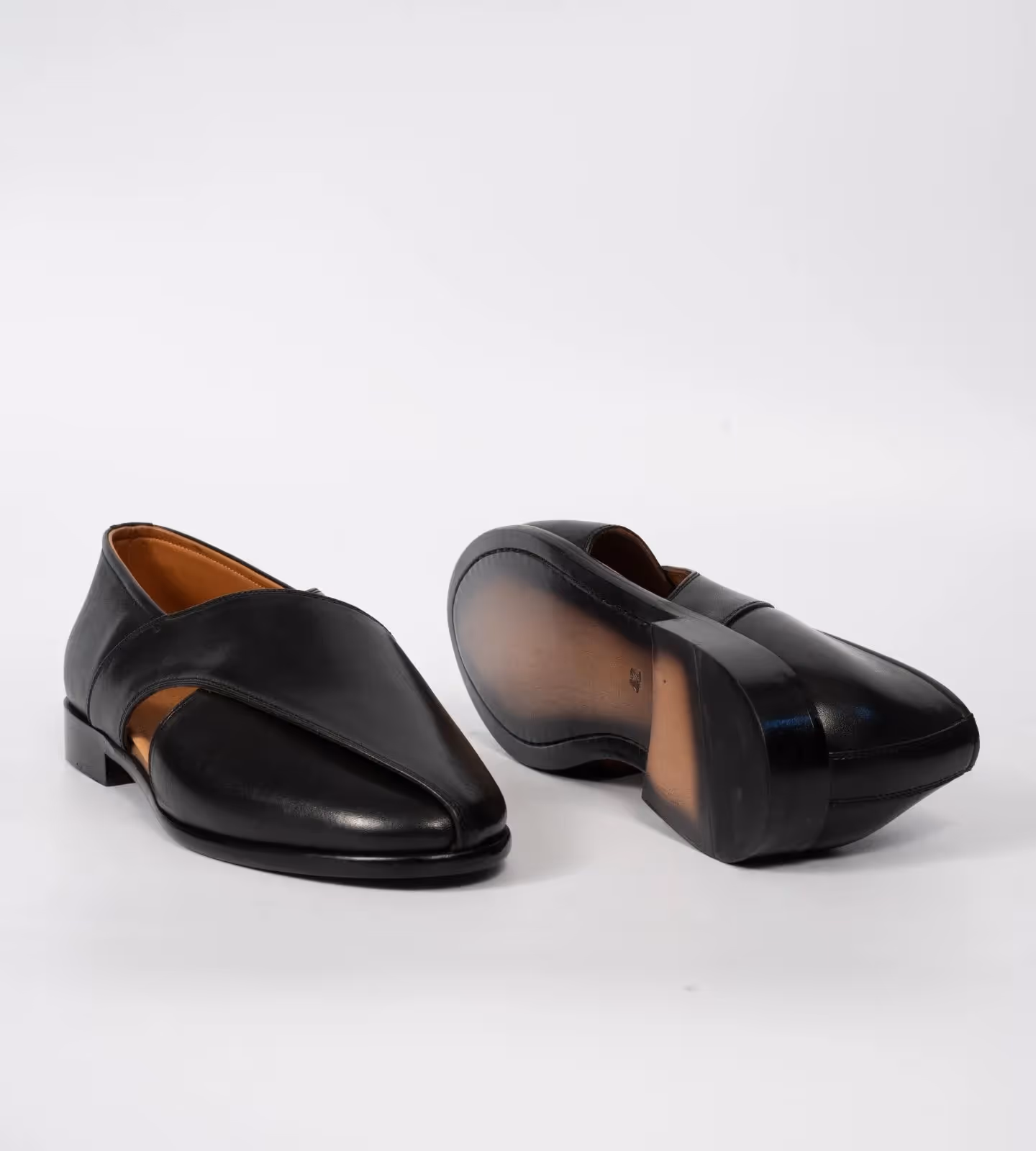 Hand Welted Black Full Grain Leather Peshawari Shoes image 6