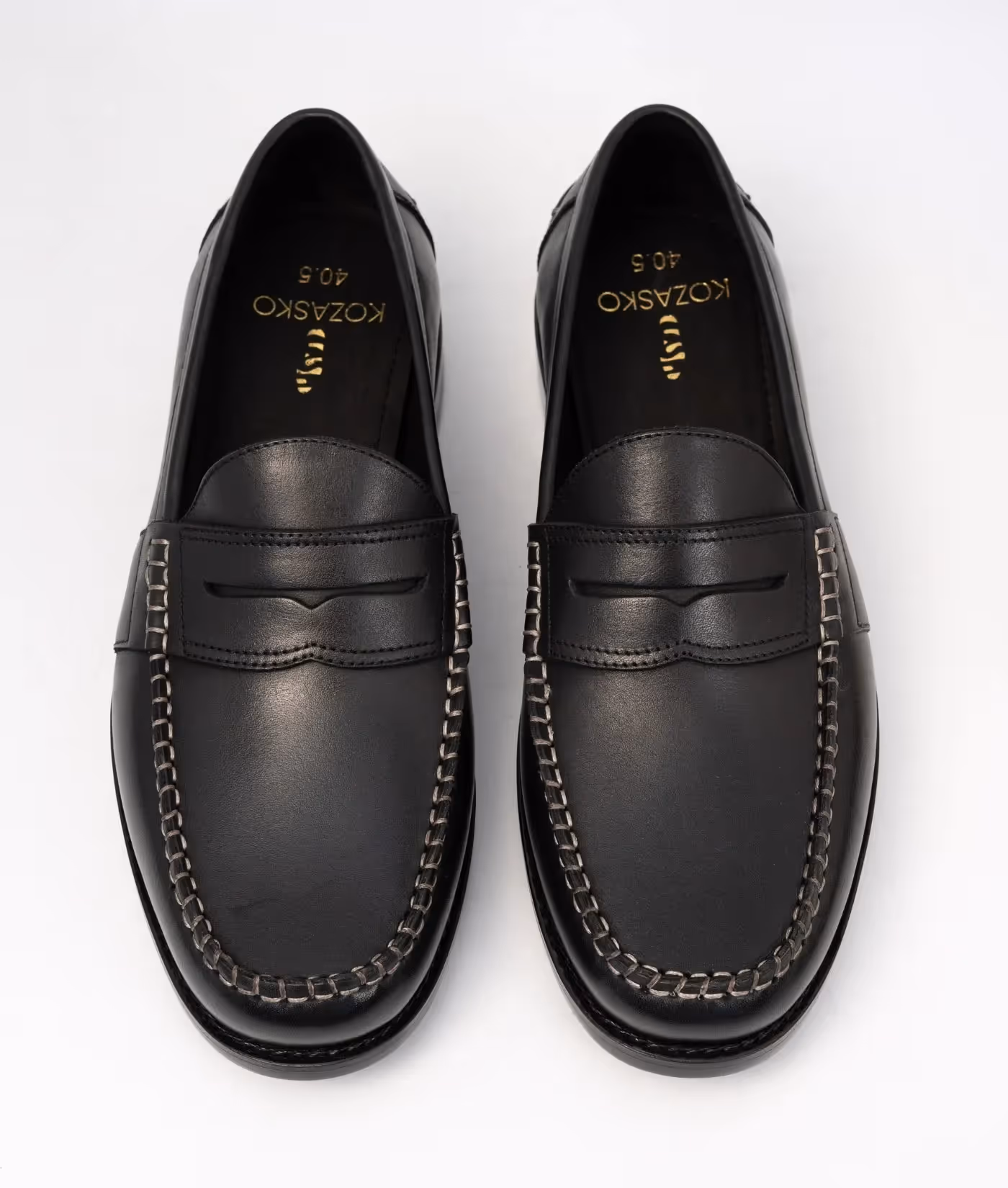 Hand-Welted Black Leather Slip-Ons image 2